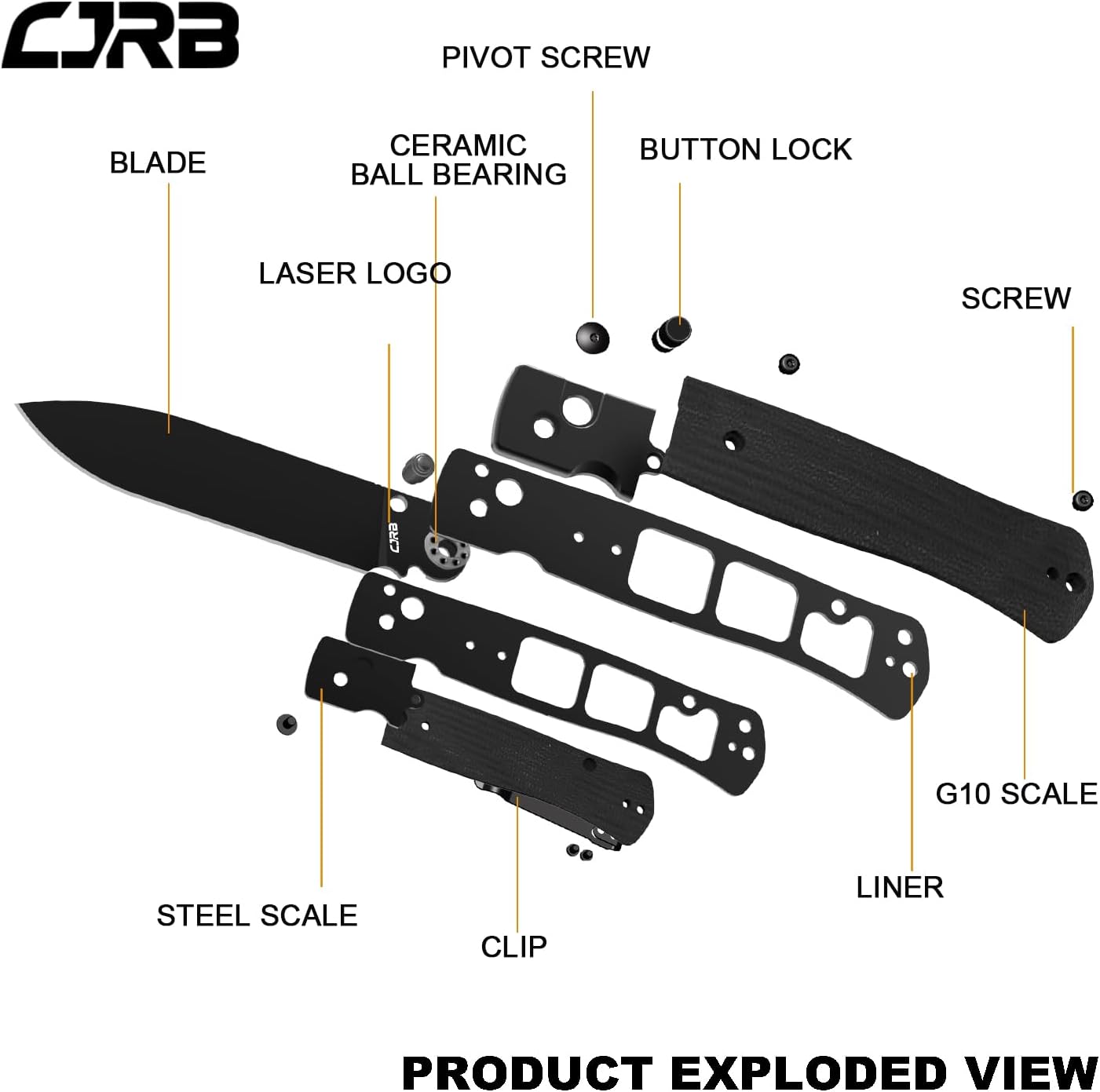 CJRB Glacier J1961 AR-RPM9 Steel Blade Steel and Wood Handle Folding Knives