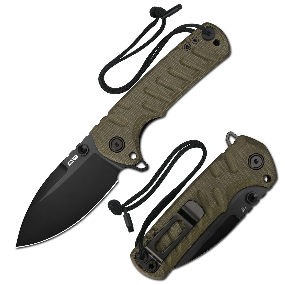 CJRB Tundra Flipper & Thumb Stud & Liner Lock Folding Knife Natural Micarta Handle (3.78'' D2 Steel Black PVD Coating Blade) J1966-BNM (Exclusive)