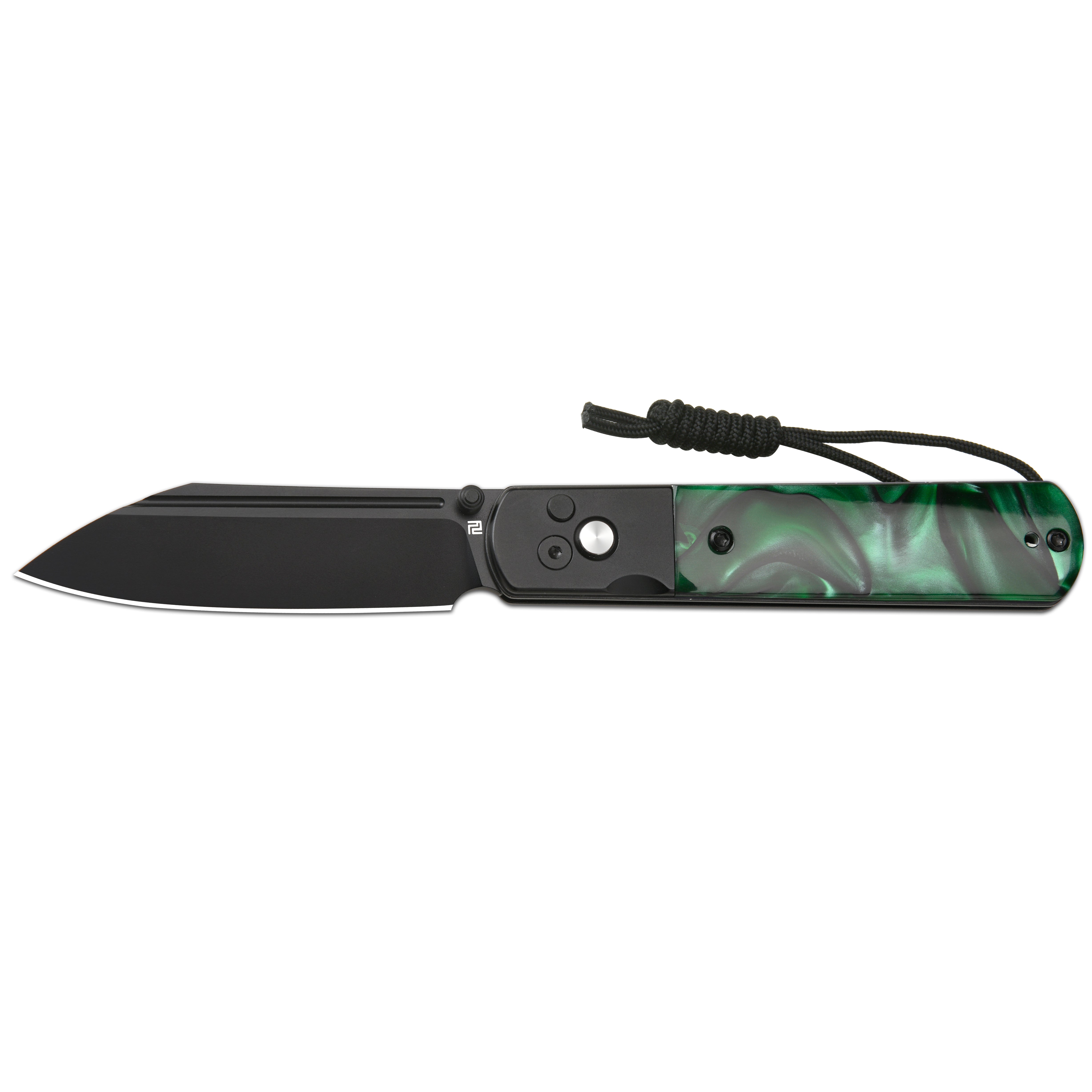 Artisan Cutlery Holm 1875P AR-RPM9 Steel Blade Acrylic Handle Folding Knives - Black & Green (1875P-GNA)