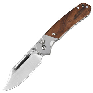 CJRB Bowie Pyrite J1942 AR-RPM9 Steel Blade Wood Handle Folding Knives - Rosewood (J1942-RW)
