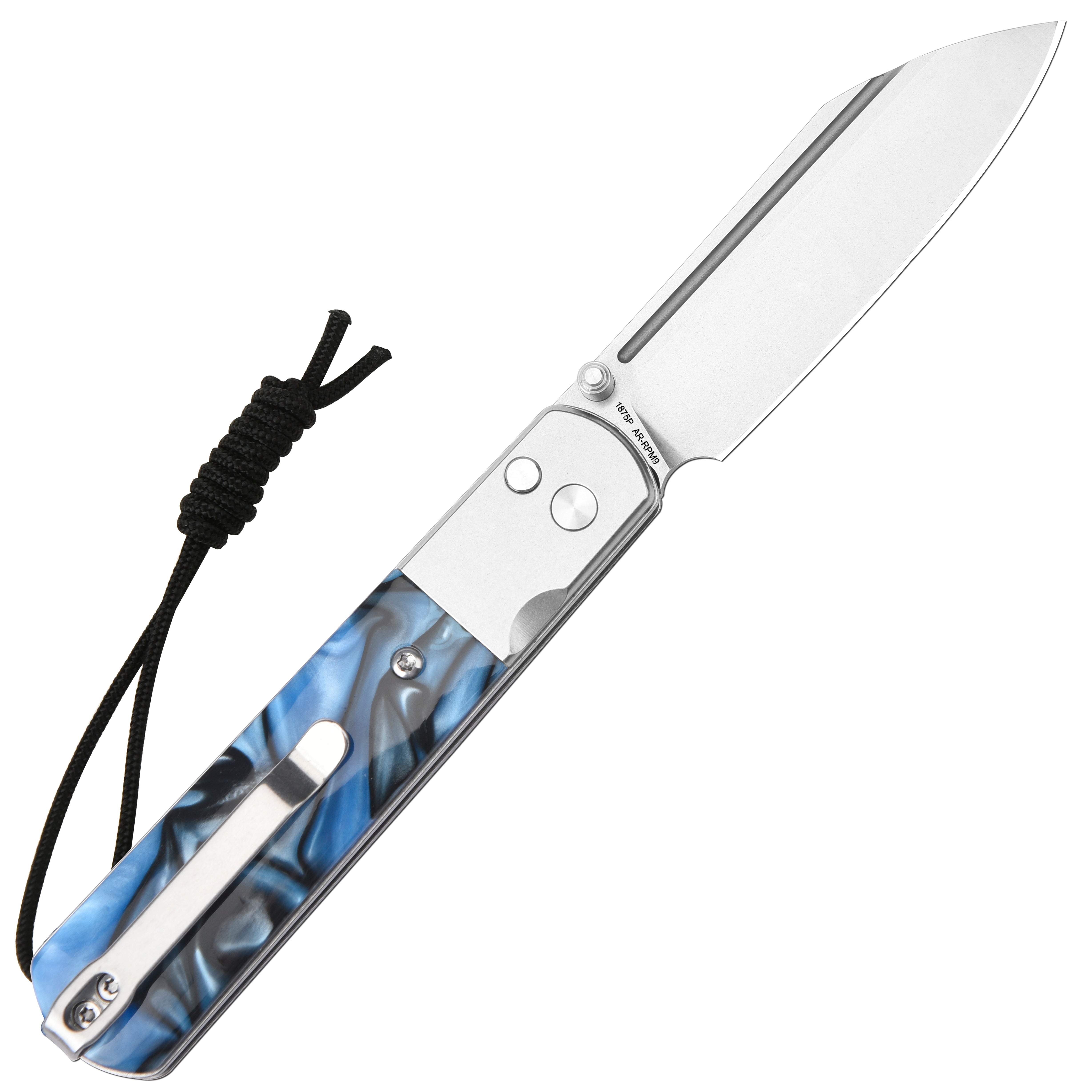 Artisan Cutlery Holm 1875P AR-RPM9 Steel Blade Acrylic Handle Folding Knives - Deep Sea Blue Acrylic (1875P-BA)