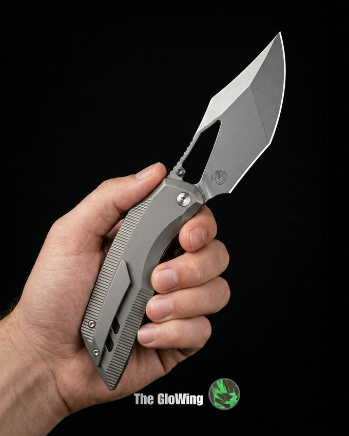 Artisan Cutlery The GloWing | Gray Ti with GITD Carbon Fiber - Product view 3