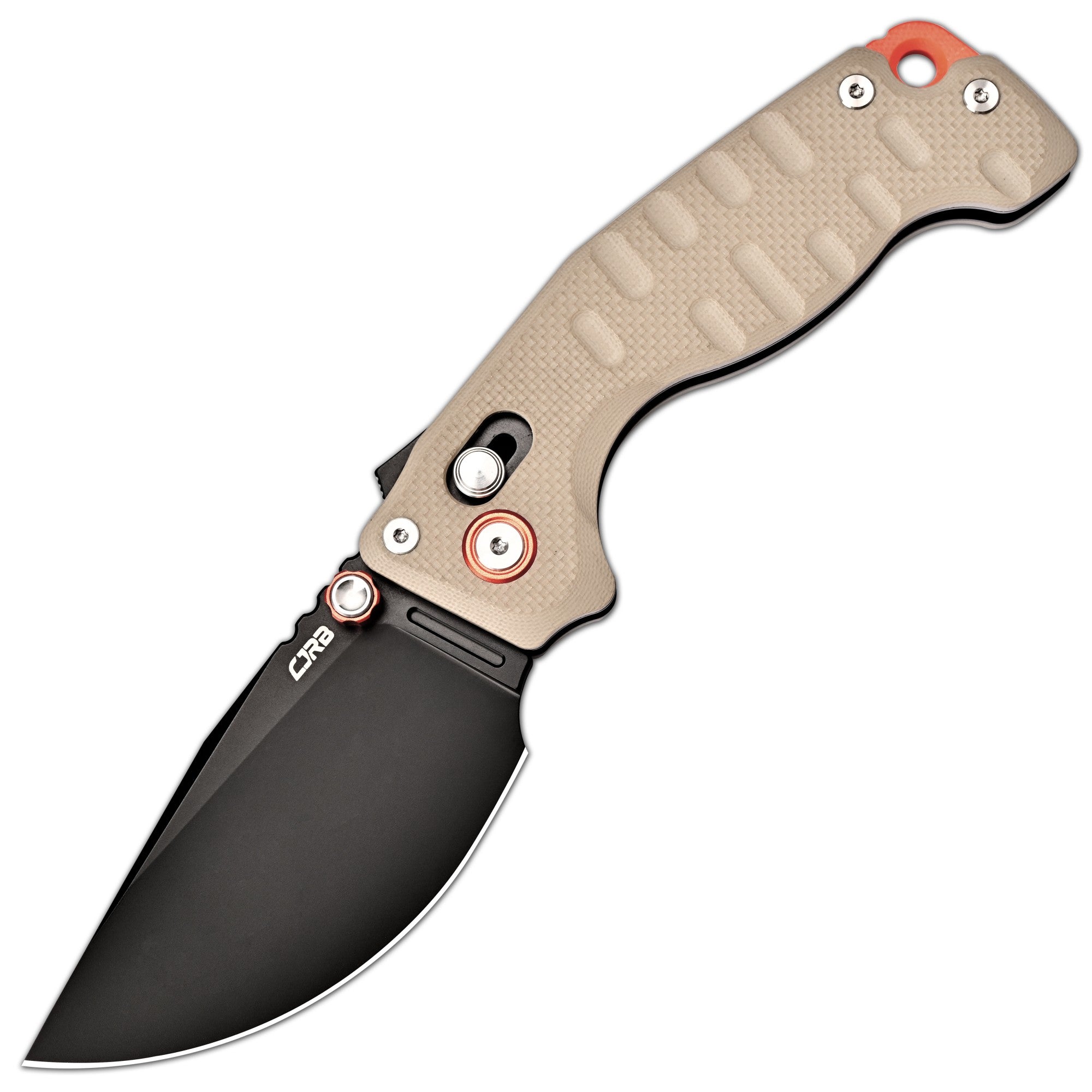 CJRB Doubletap Thumb Stud & Recoil Lock V2 Tatical Knife Desert G10 Handle(3.86'' D2 Black PVD Coating Blade) J1970-BDE