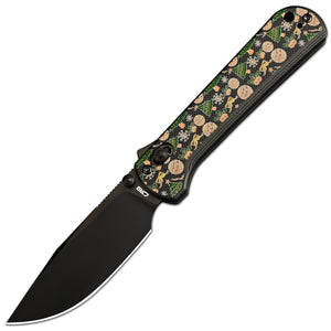 CJRB Bolt J1960 AR-RPM9 Steel Blade G10 Handle Folding Knives (Holiday Exclusive) - Decked Halls (J1960M-BBK)