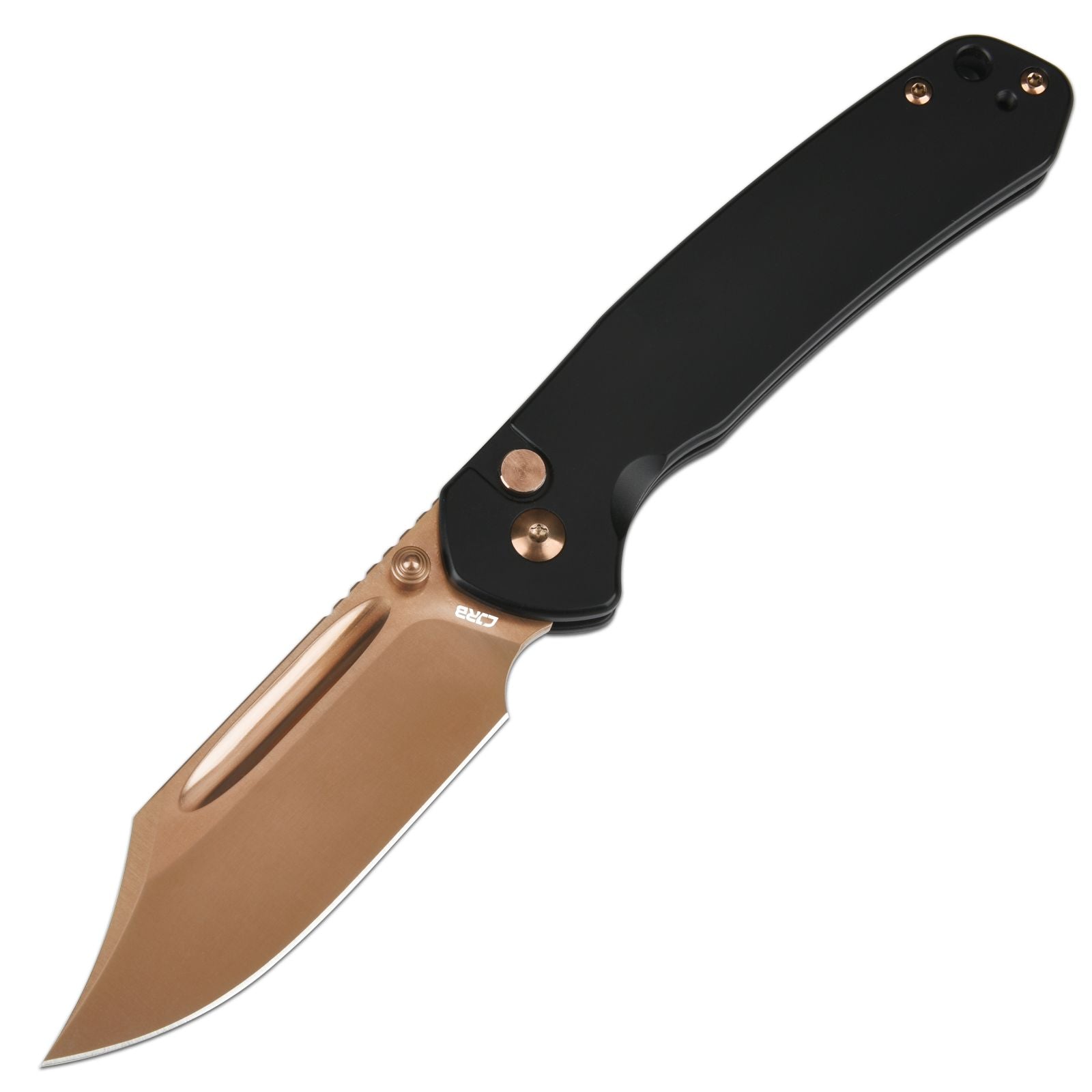 Bowie Pyrite J1942 AR RPM9 Steel Rose Gold Blade Steel Handle Folding Knives