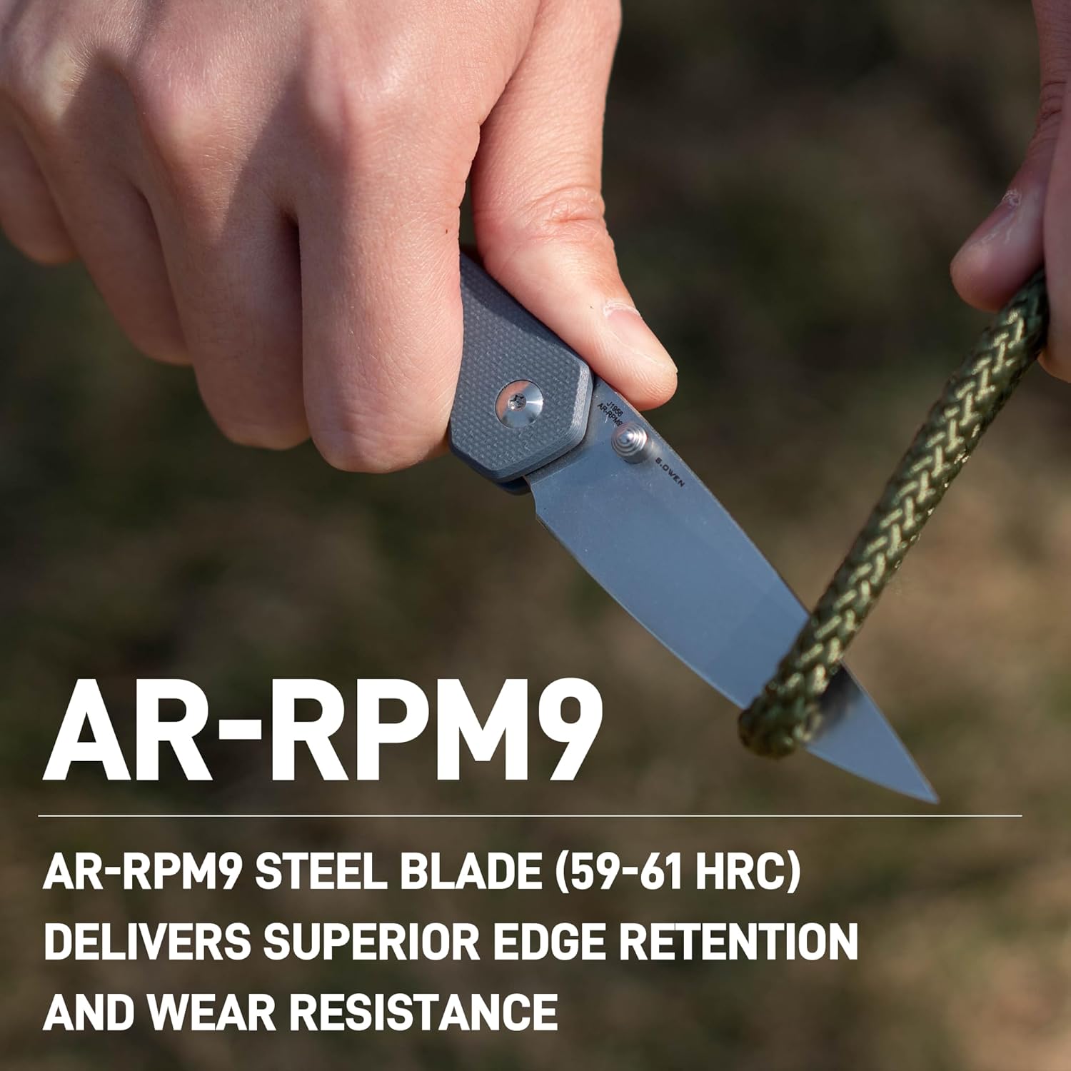 CJRB Kain J1956 AR-RPM9 Steel Blade G10 Handle Folding Knives - Stone Wash/Gray G10 (J1956-GY)