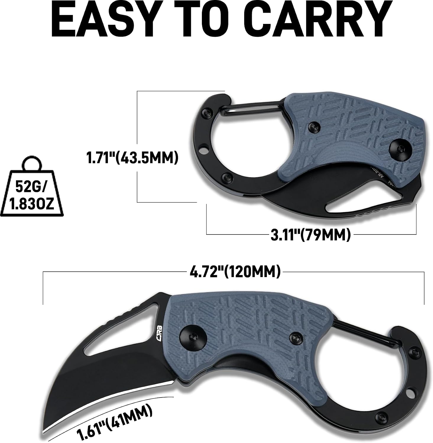 CJRB Anansi Front Flipper & Liner Lock Folding Knife Blue G10 Handle (1.61'' AR-RPM9 Steel Black PVD Coating Blade) J1964-BBU