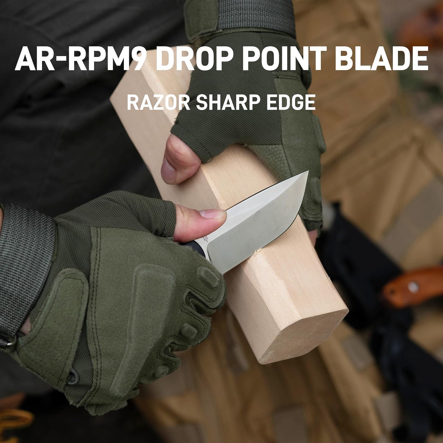 CJRB Mutt J1958 AR-RPM9 Steel Blade Fixed Blade Knives - Black G10 (J1958-BK)