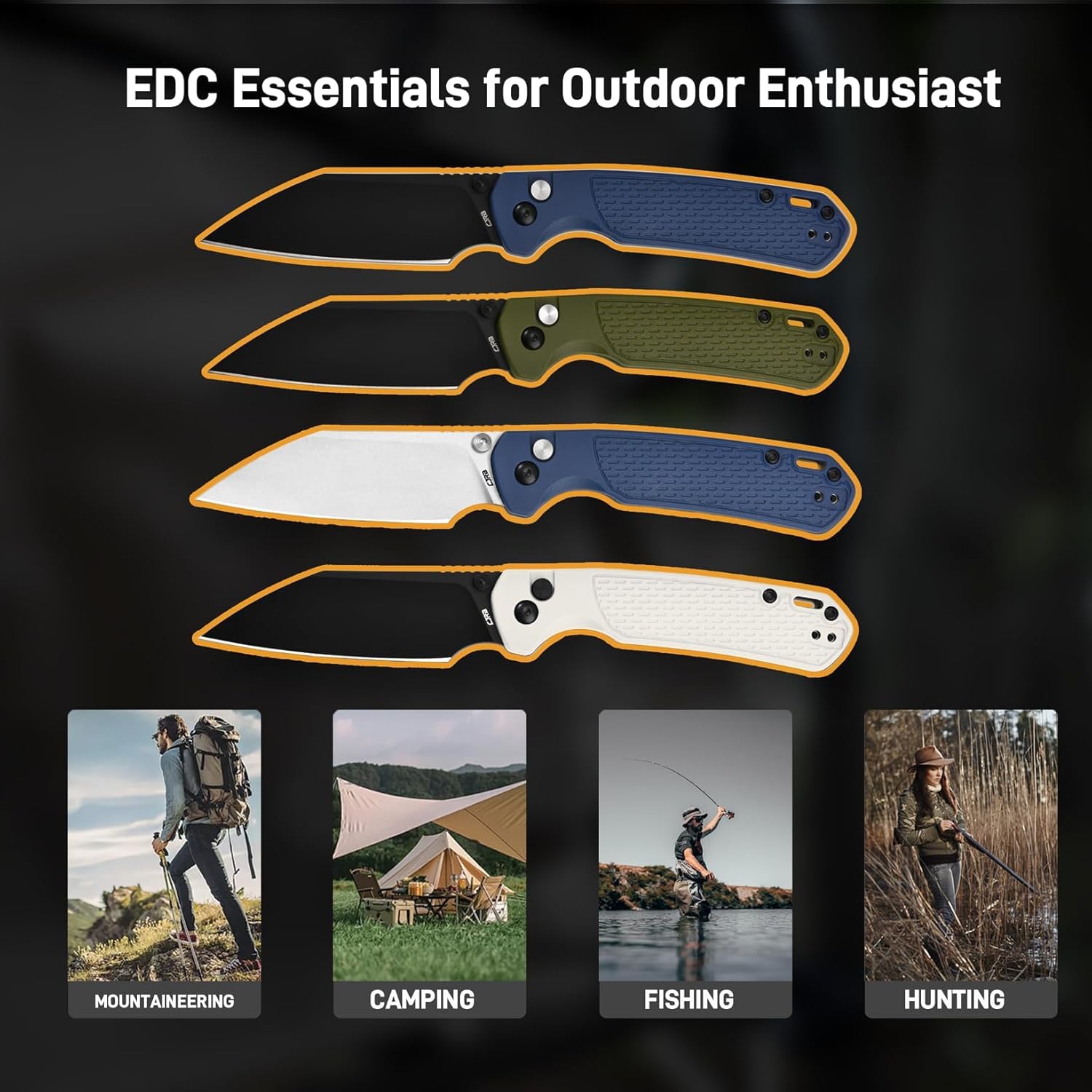 CJRB Pyrite-Light J1945 AR-RPM9 Steel Blade FRN Handle Folding Knives - Black PVD / Light Grey (J1945-BGY)