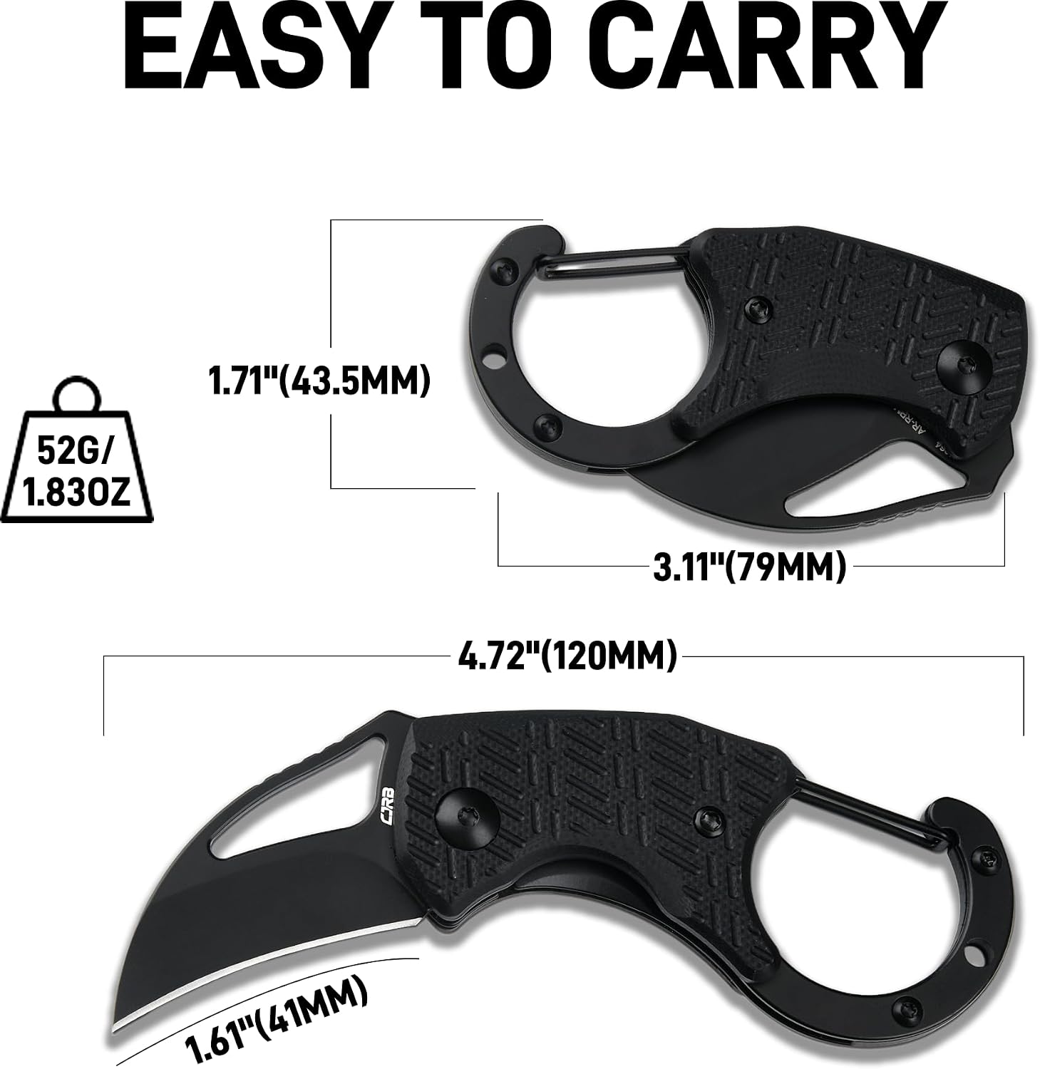 CJRB Anansi Front Flipper & Liner Lock Folding Knife Black G10 Handle (1.61'' AR-RPM9 Steel Black PVD Coating Blade) J1964-BBK