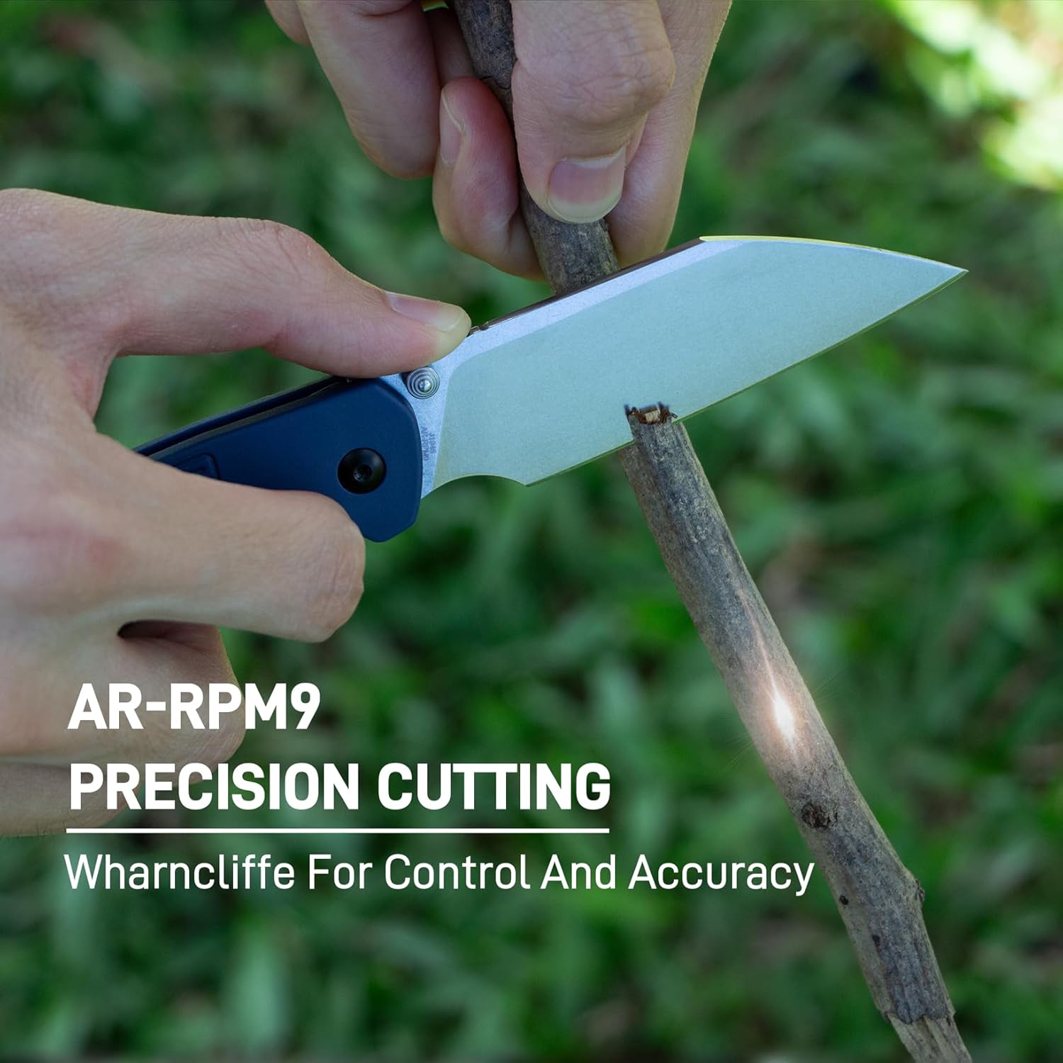 CJRB Pyrite-Light J1945 AR-RPM9 Steel Blade FRN Handle Folding Knives - Blue/Stone Wash (J1945-BU)