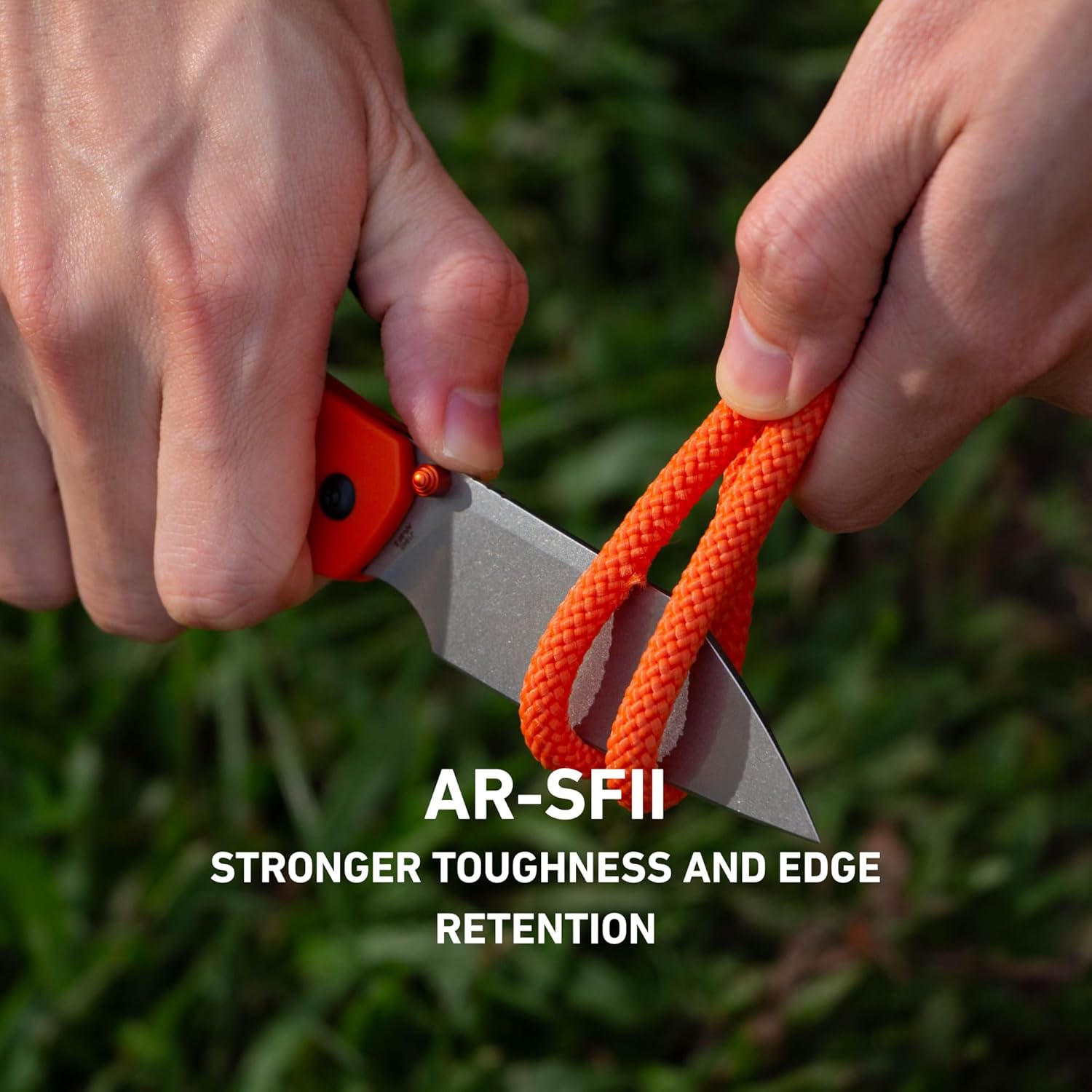 CJRB Pyrite-Light J1945 AR-SFII Steel FRN Handle Folding Knives - Orange FRN Handle/Stone Washed Blade (J1945-OE)