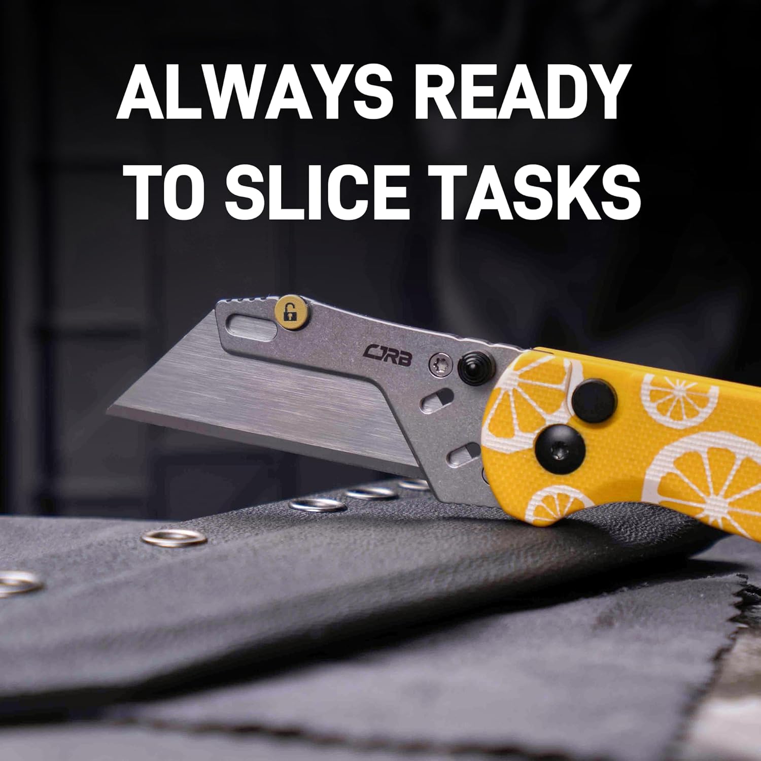 CJRB Boxer J1967 G10 Handle Folding Utility Knife, with 10 Extra Blades (Yellow Lemon)