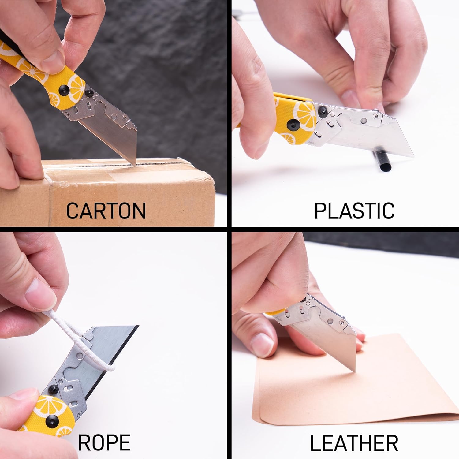 CJRB Boxer J1967 G10 Handle Folding Utility Knife, with 10 Extra Blades (Yellow Lemon)
