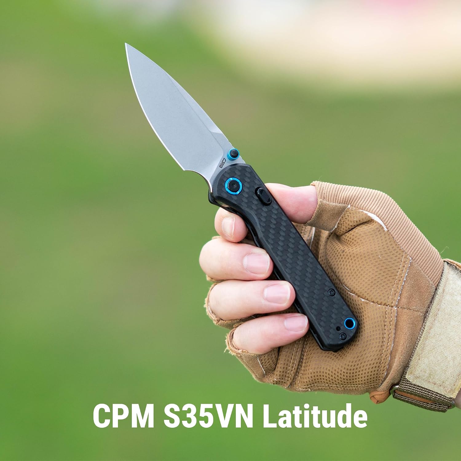 CJRB Latitude Thumb Stud & Top Liner Lock Folding Knife Carbon Fiber H