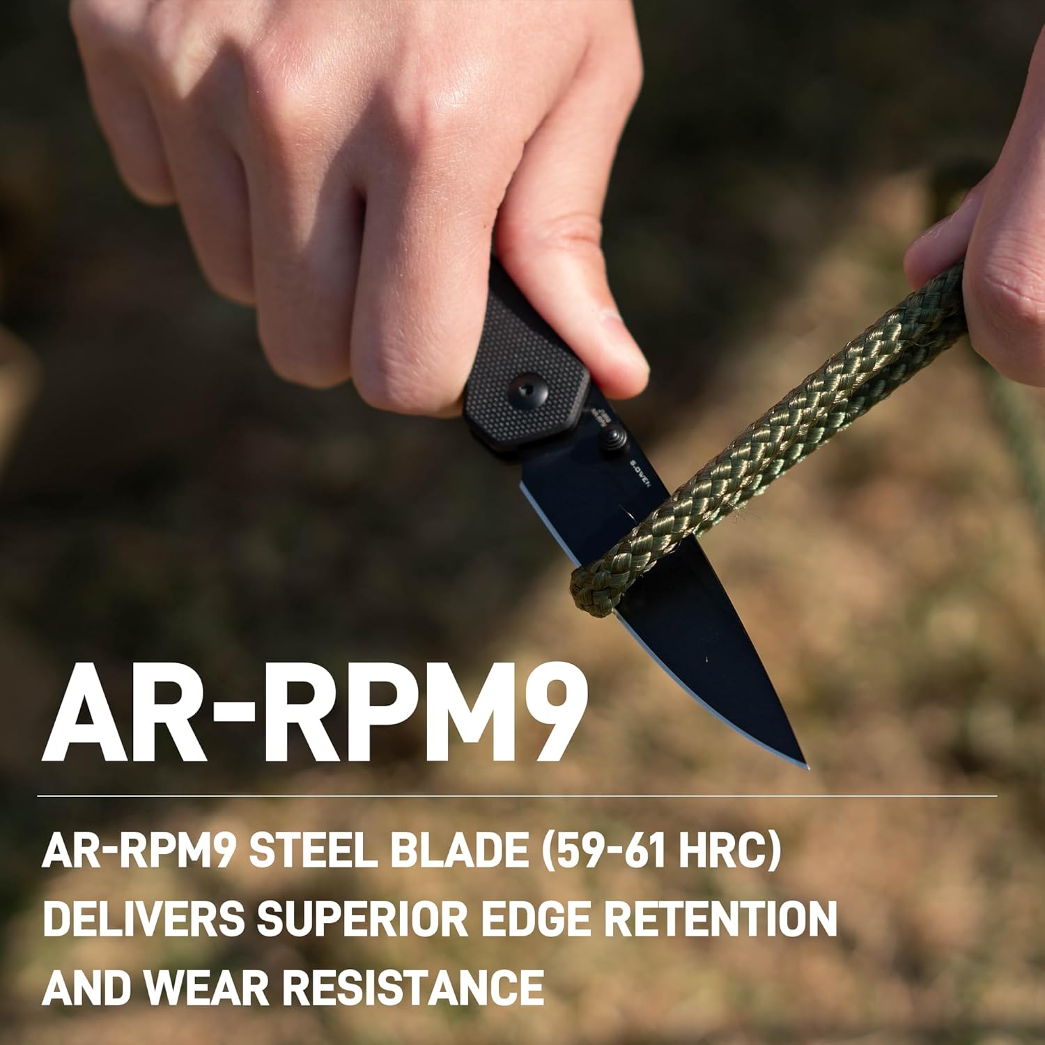 CJRB Kain J1956 AR-RPM9 Steel Blade G10 Handle Folding Knives - Black PVD/Black G10 (J1956-BBK)