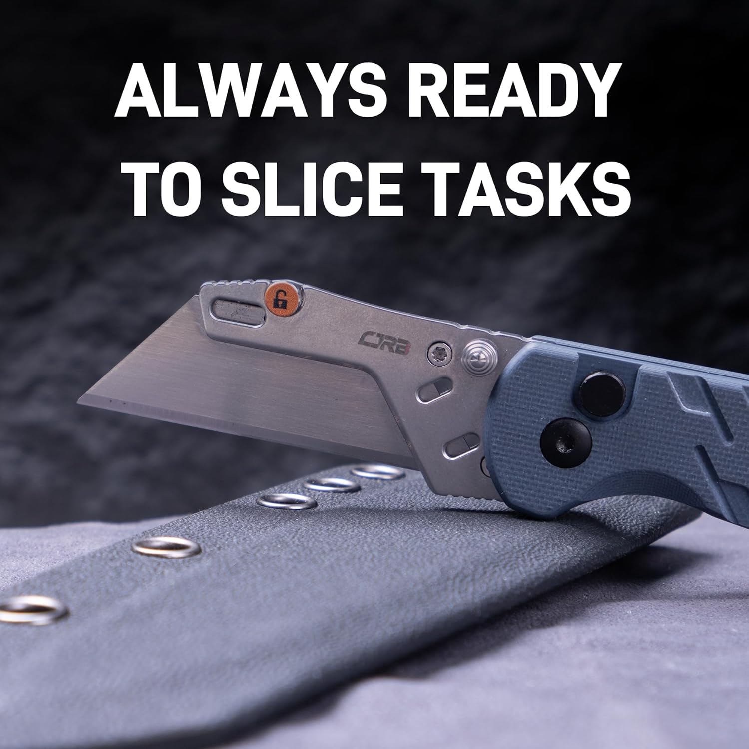 CJRB Boxer J1967 G10 Handle Folding Utility Knife, with 10 Extra Blades (Blue Ripple)