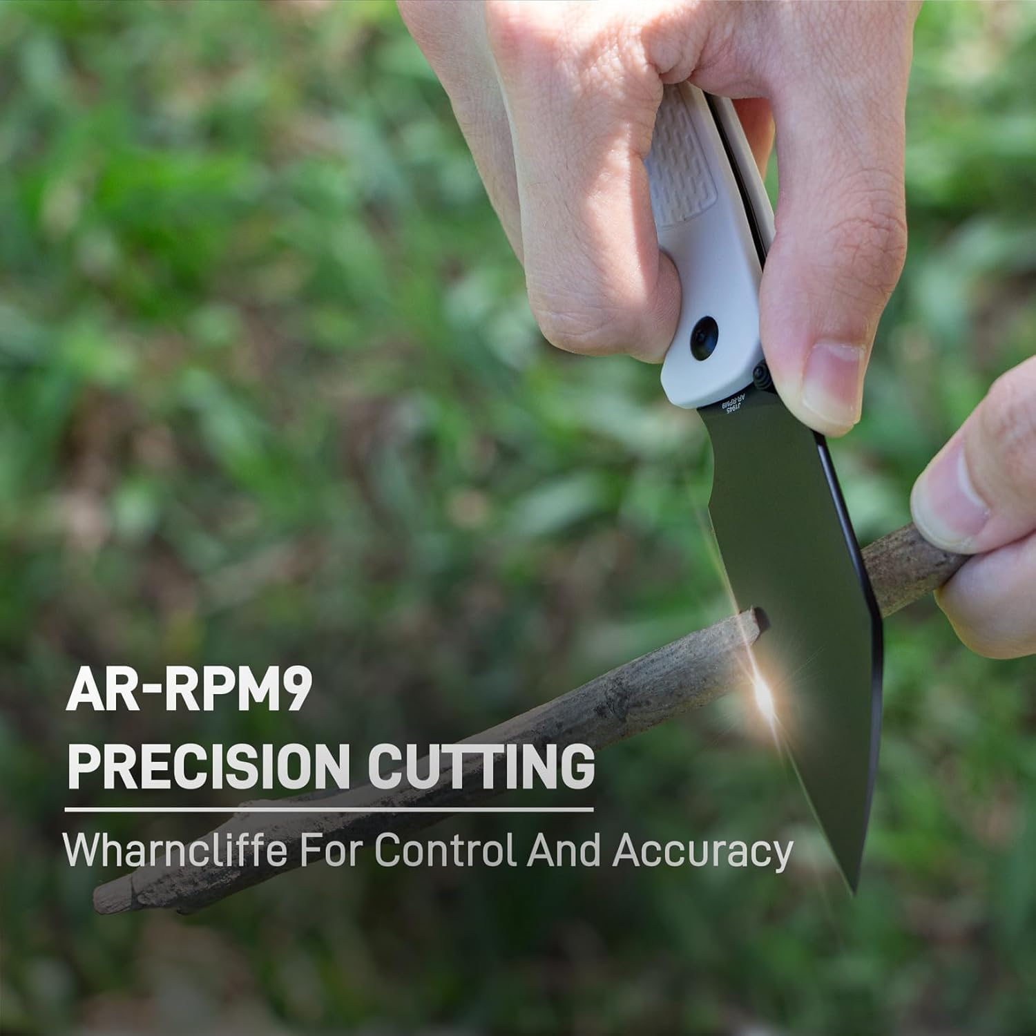 CJRB Pyrite-Light J1945 AR-RPM9 Steel Blade FRN Handle Folding Knives - Black PVD / Light Grey (J1945-BGY)