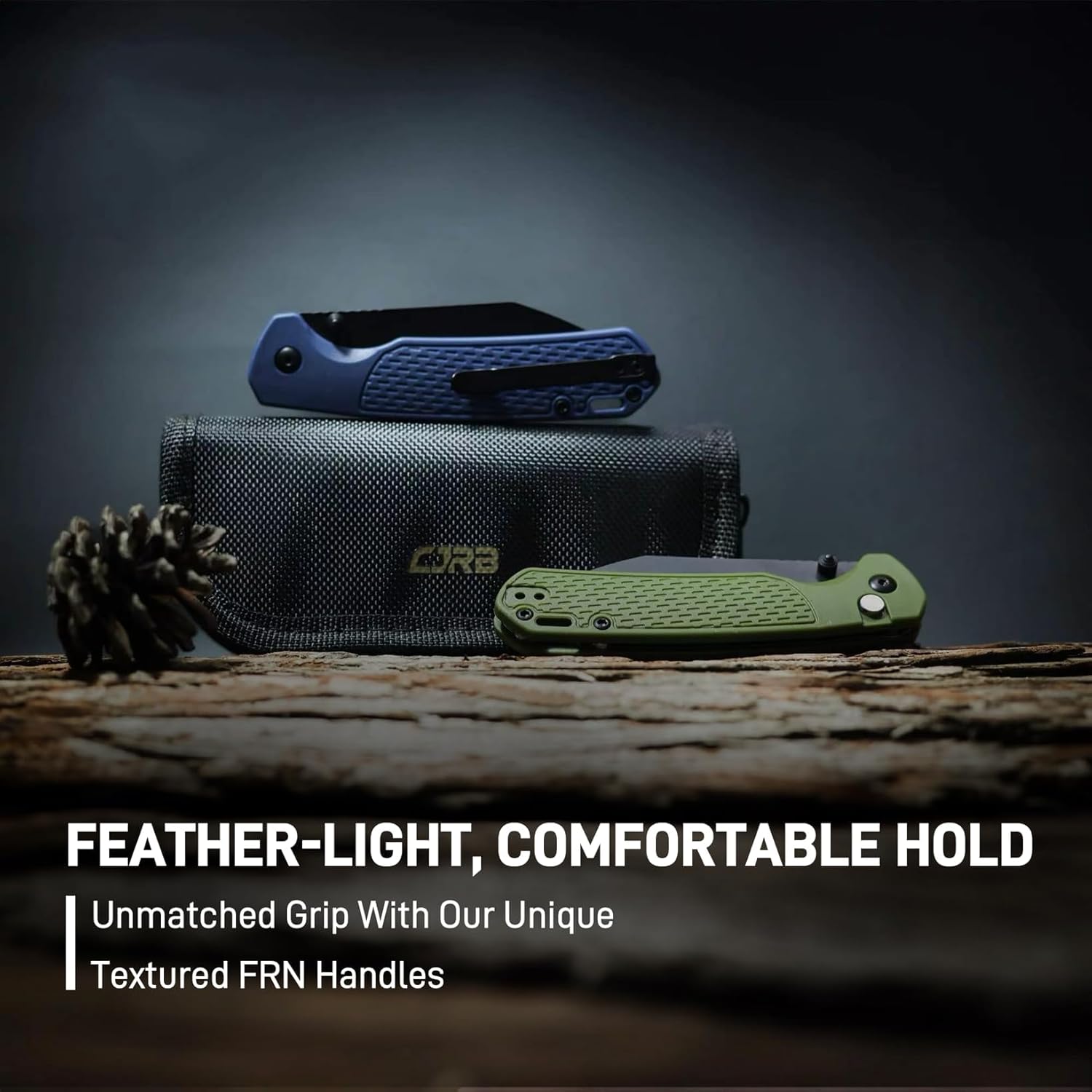 CJRB Pyrite-Light J1945 AR-RPM9 Steel Blade FRN Handle Folding Knives - Black PVD / Green (J1945-BGN)