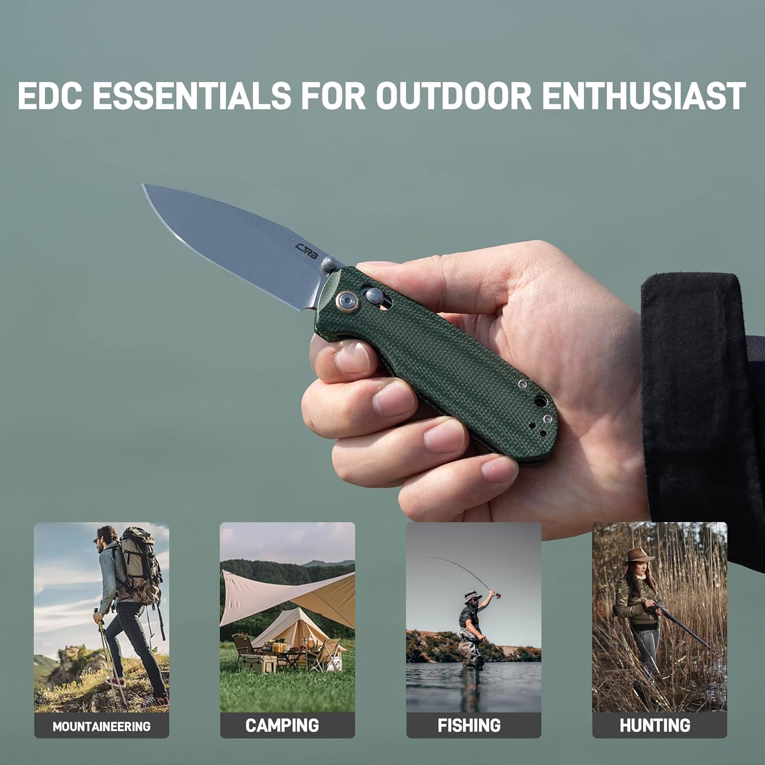 CJRB Maximal J1954 AR-RPM9 Blade Micarta Handle Folding Knives - Stone Wash Blade (J1954-MGN)