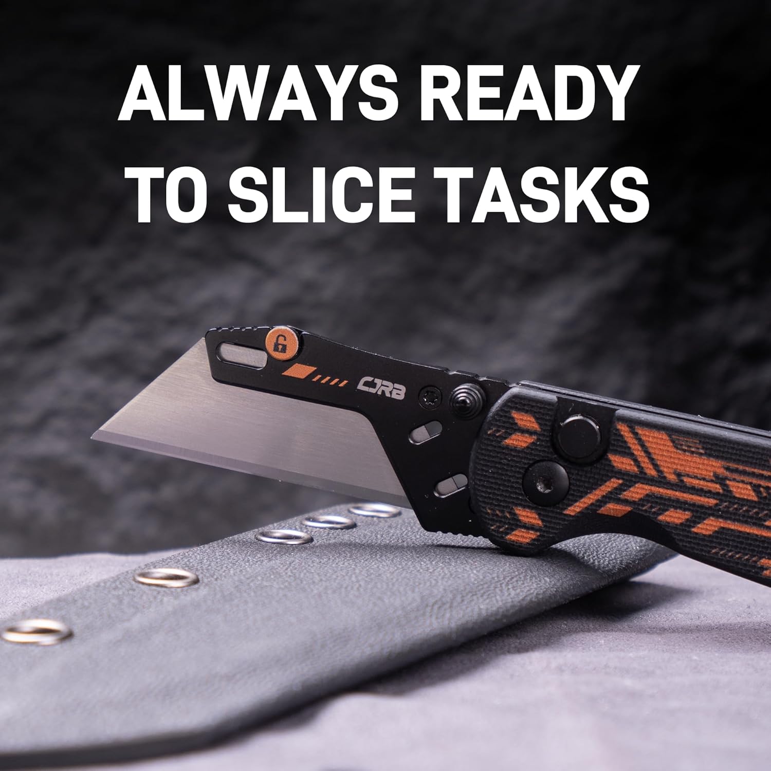 CJRB Boxer J1967 G10 Handle Folding Utility Knife, with 10 Extra Blades (Black Mechanical)