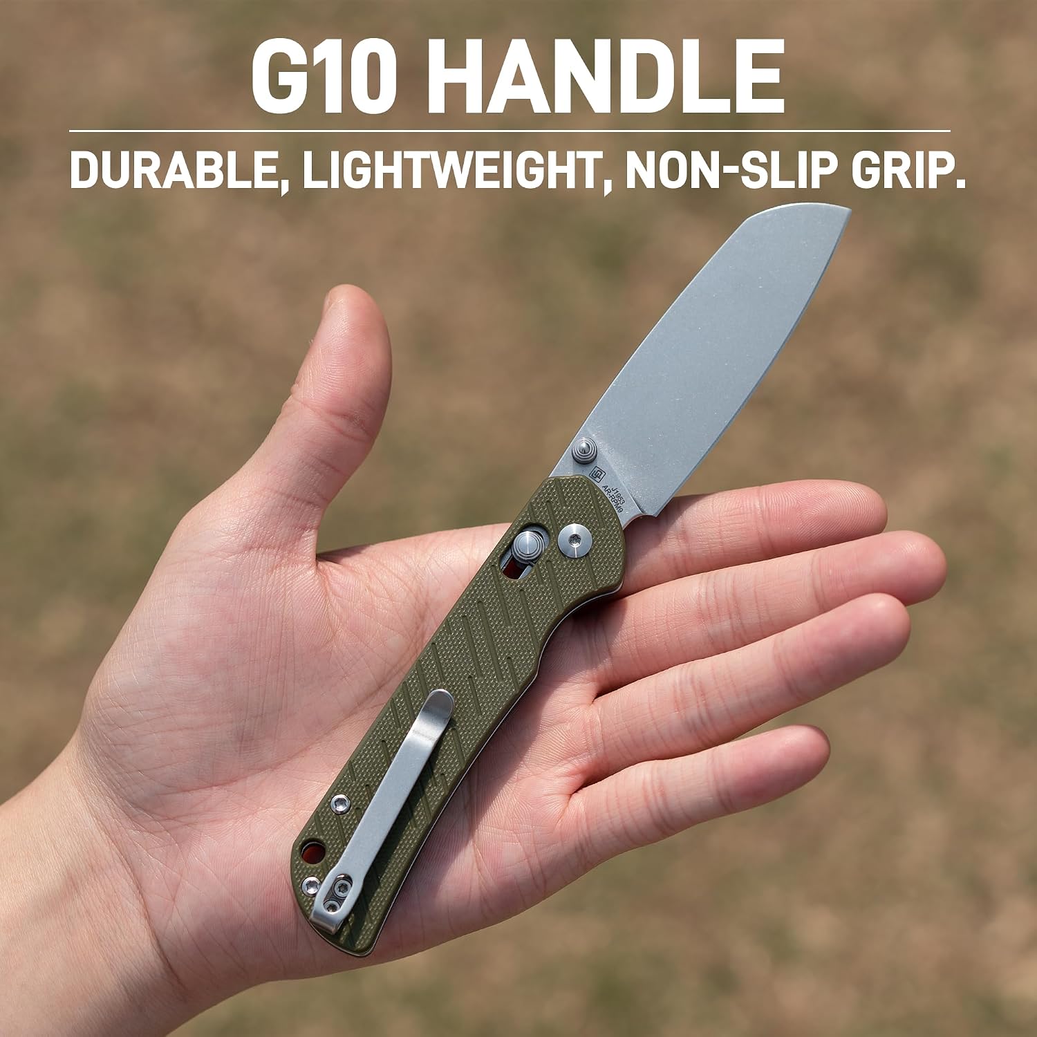 CJRB Lyrid Front Flipper & Crossbar Lock Folding Knife Green G10 Handle (3.15'' Stone Wash AR-RPM9 Steel Blade) J1953-GN
