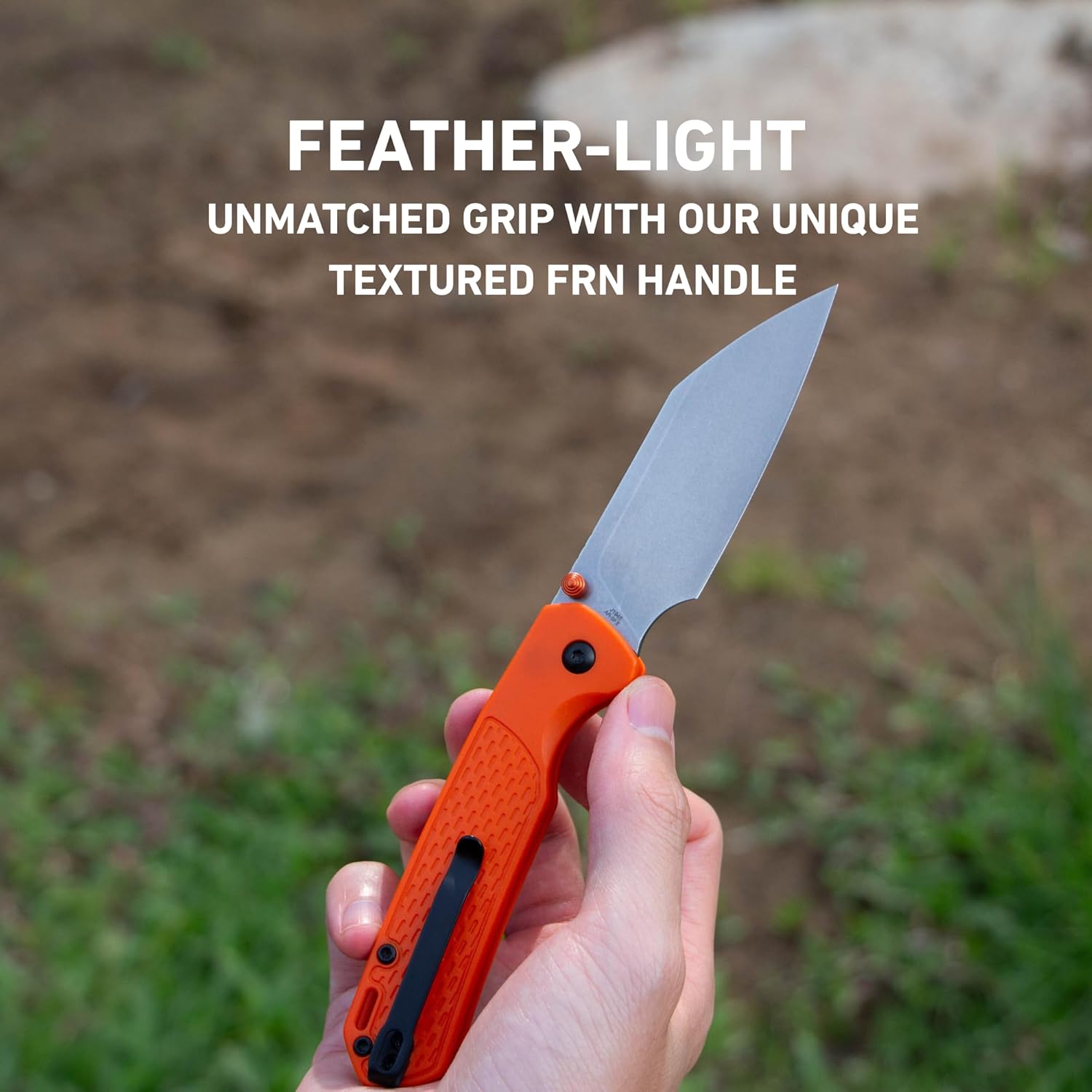 CJRB Pyrite-Light J1945 AR-SFII Steel FRN Handle Folding Knives - Orange FRN Handle/Stone Washed Blade (J1945-OE)