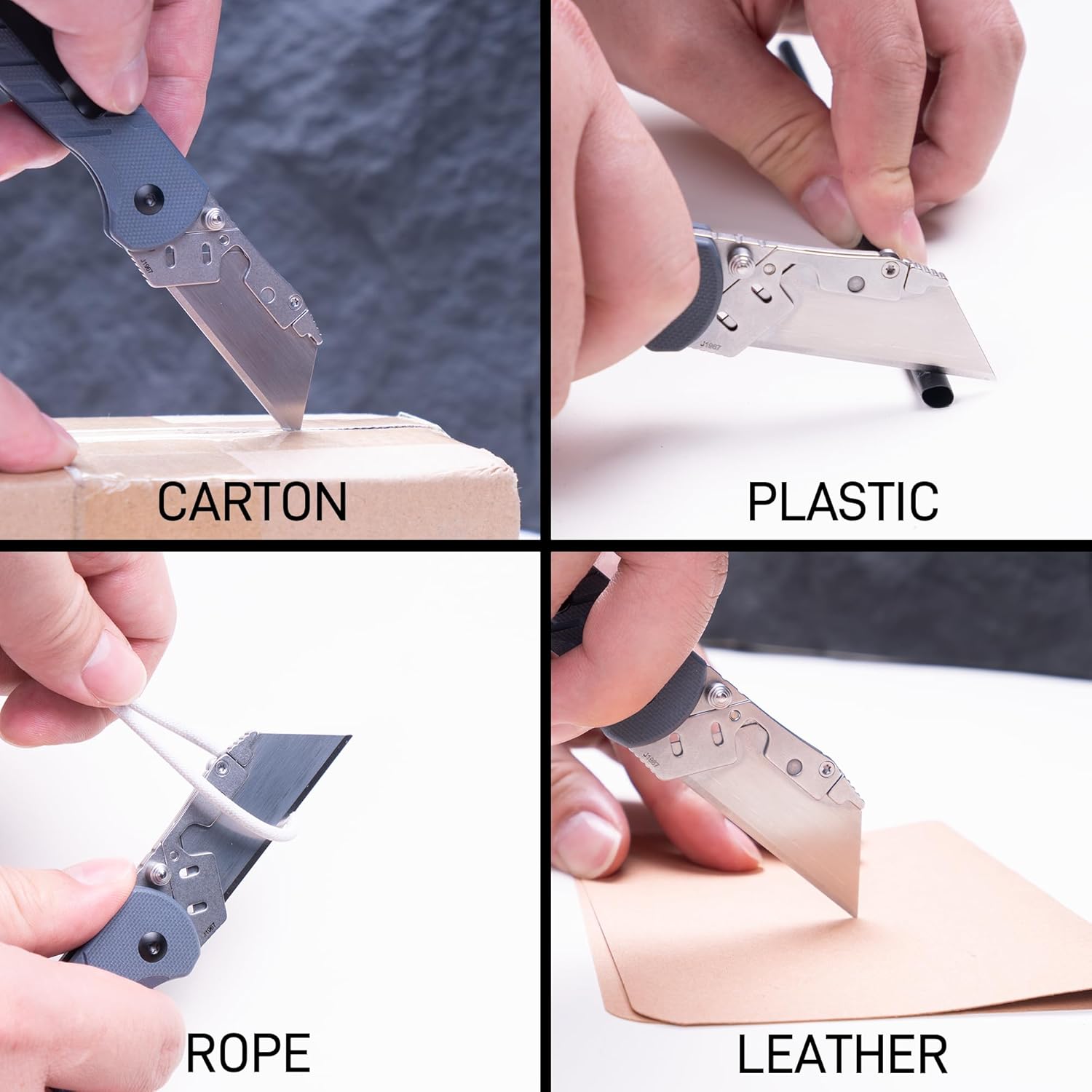 CJRB Boxer J1967 G10 Handle Folding Utility Knife, with 10 Extra Blades (Blue Ripple)