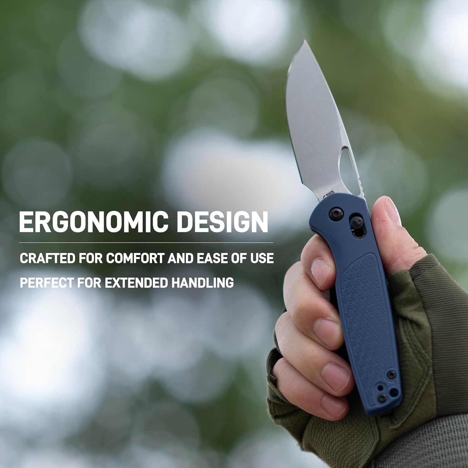 CJRB Acacia J1952 AR-RPM9 Blade Steel FRN Handle Folding Knives - Stone Wash Blade/Blue FRN Handle (J1952-BU)