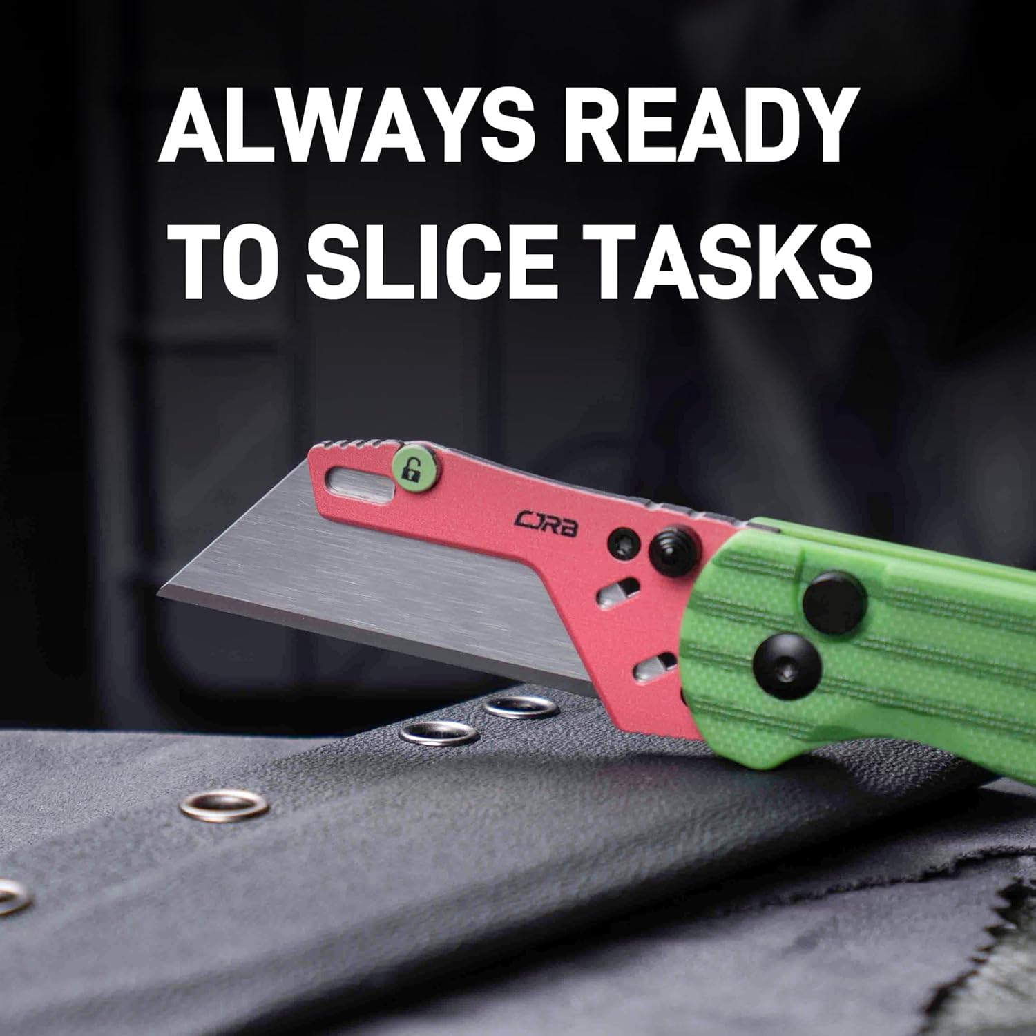 CJRB Boxer J1967 G10 Handle Folding Utility Knife, with 10 Extra Blades (Green Watermelon)