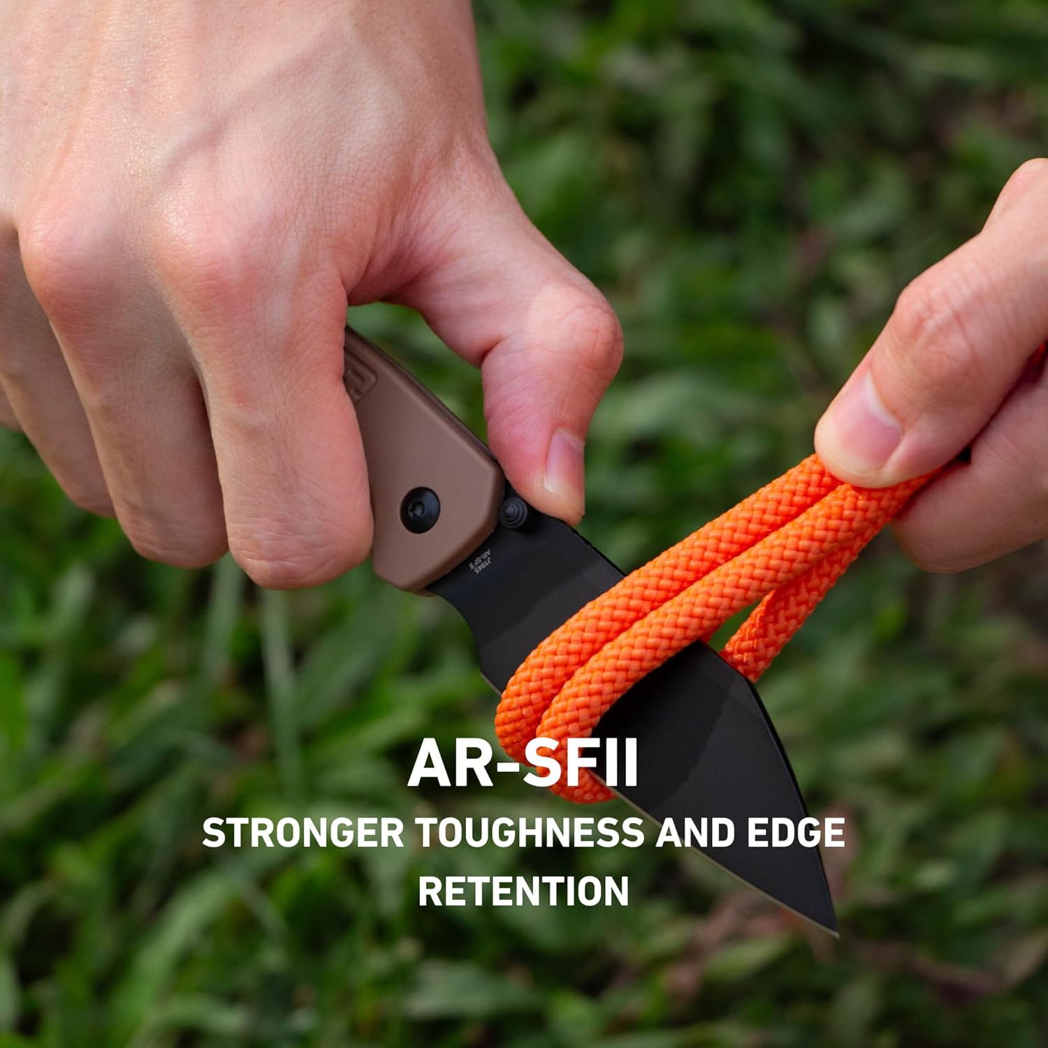 CJRB Pyrite-Light J1945 AR-SFII Steel FRN Handle Folding Knives - Brown FRN Handle/Black PVD Blade (J1945-BBN)