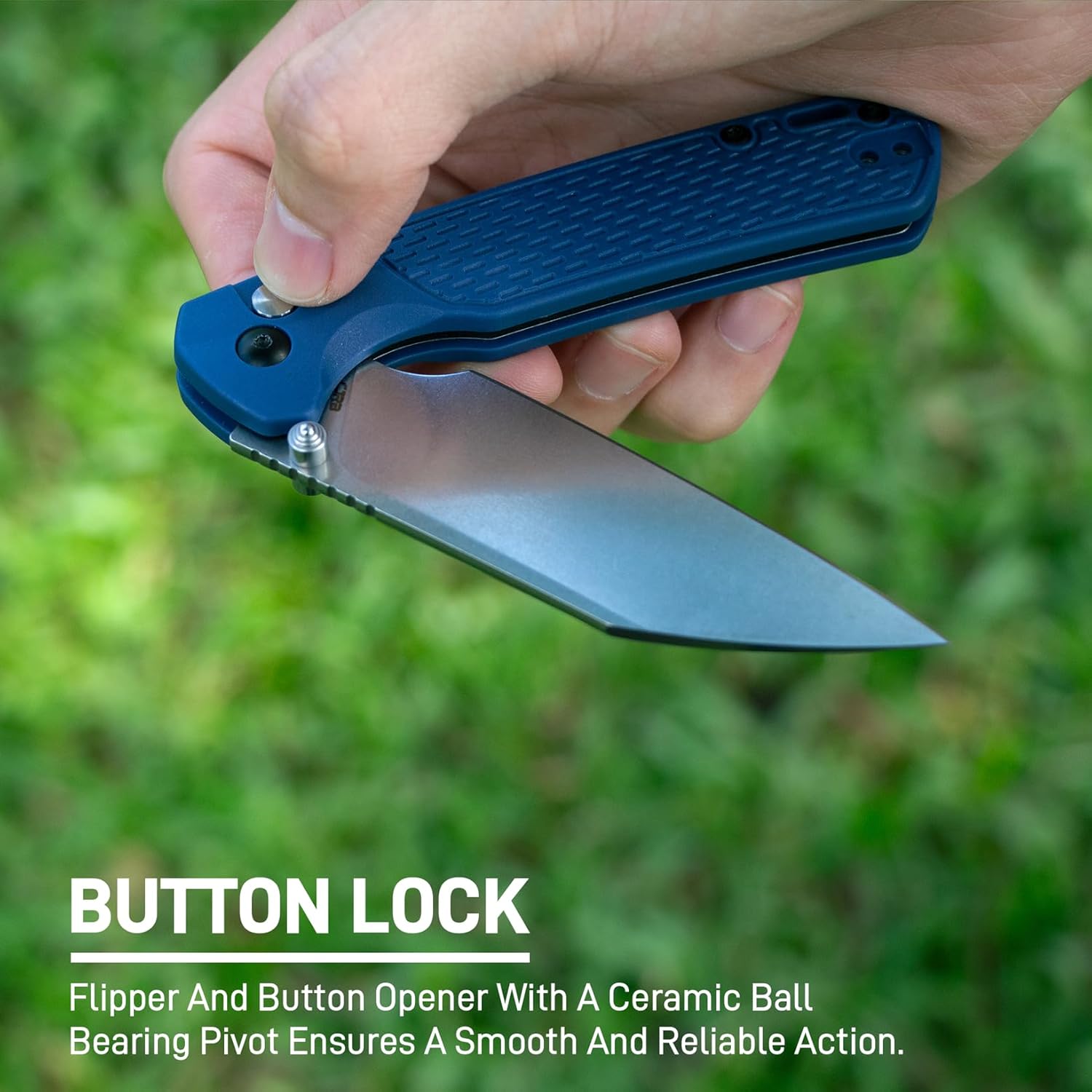 CJRB Pyrite-Light J1945 AR-RPM9 Steel Blade FRN Handle Folding Knives - Blue/Stone Wash (J1945-BU)