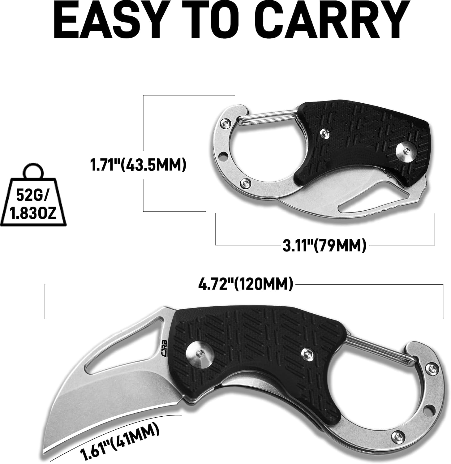 CJRB Anansi Front Flipper & Liner Lock Folding Knife Black G10 Handle (1.61'' Stone Wash AR-RPM9 Steel Blade) J1964-BK