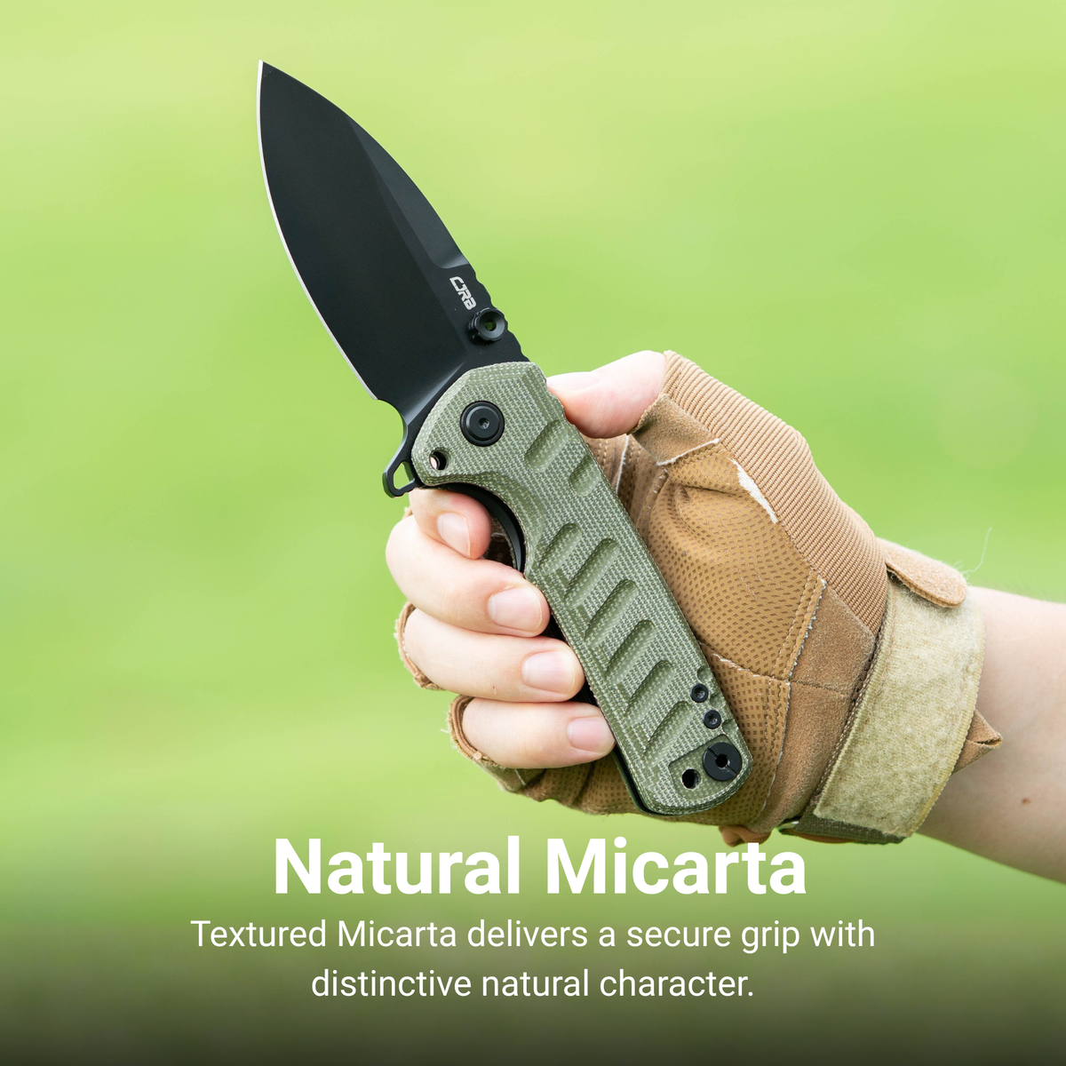 CJRB Tundra Flipper & Thumb Stud & Liner Lock Folding Knife Natural Micarta Handle (3.78'' D2 Steel Black PVD Coating Blade) J1966-BNM (Exclusive)