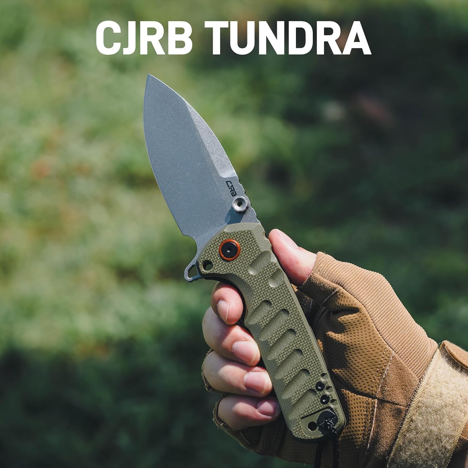 CJRB Tundra Flipper & Thumb Stud & Liner Lock Folding Knife Green G10