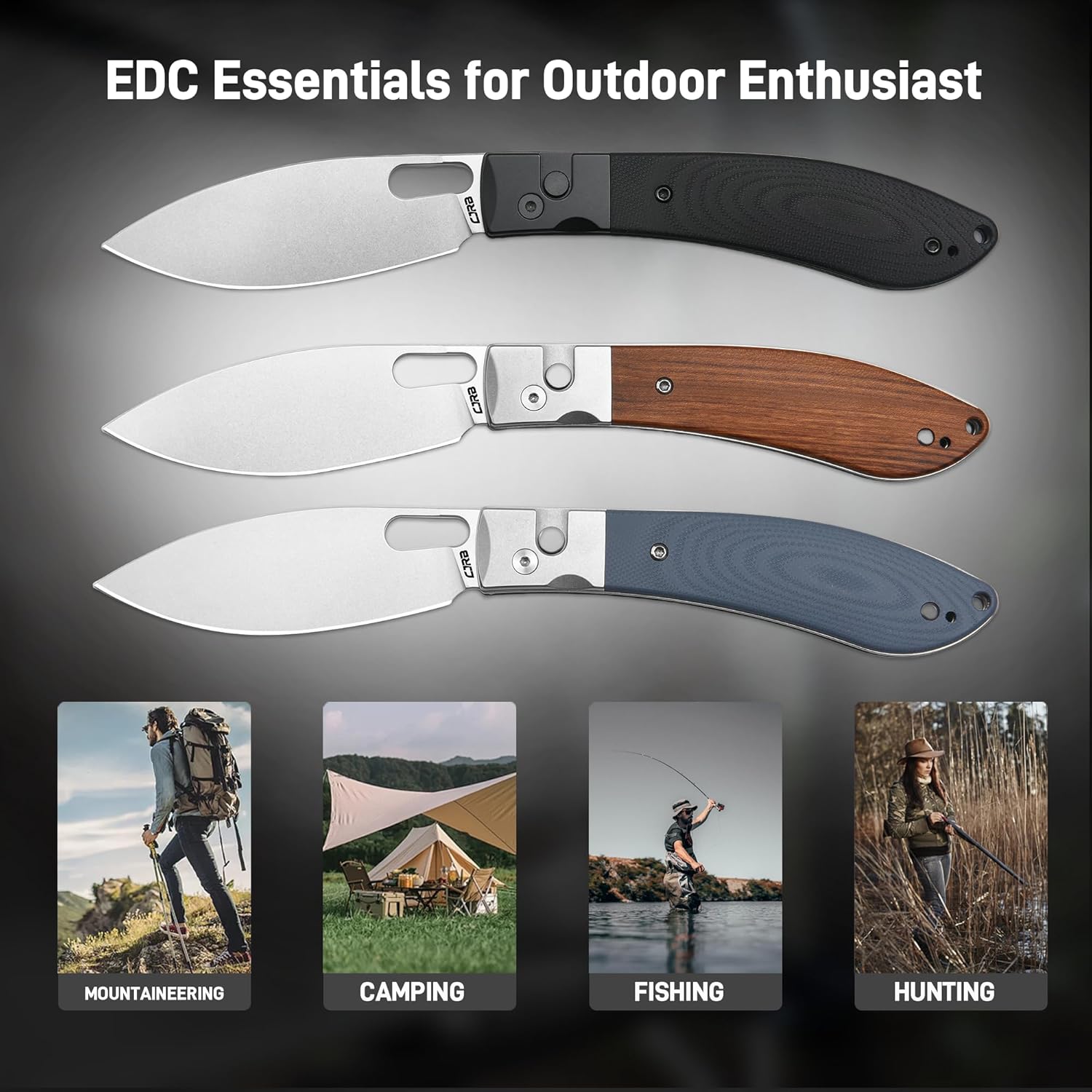 CJRB Sasaya Thumb Hole & Button Lock Folding Knife Wood & Steel Handle