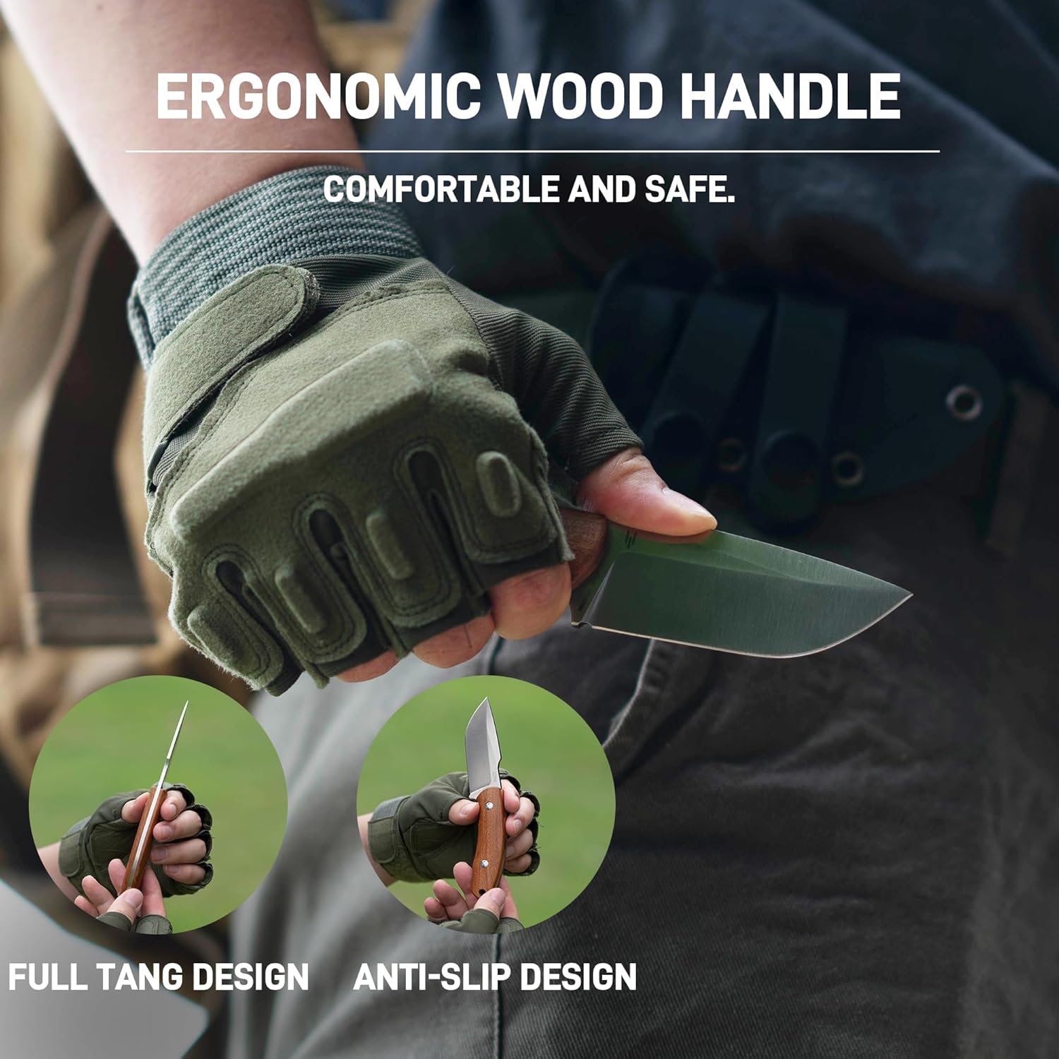 CJRB Mutt J1958 AR-RPM9 Steel Blade Fixed Blade Knives - Wood (J1958-WD)