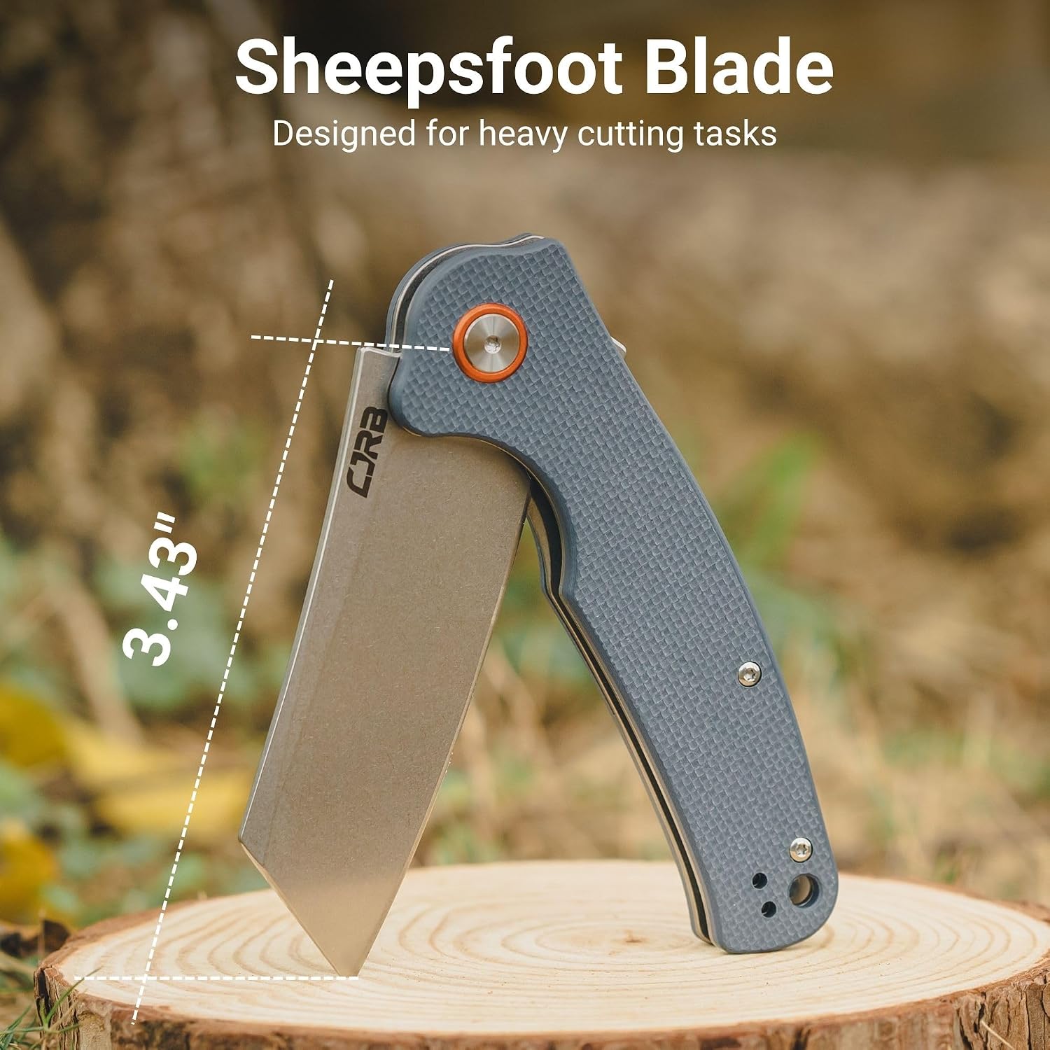 CJRB Crag Flipper & Thumb Stud & Liner Lock Folding Knife Gray G10 Handle (3.43'' Stone Wash AR-RPM9 Steel Blade) J1904-GYF