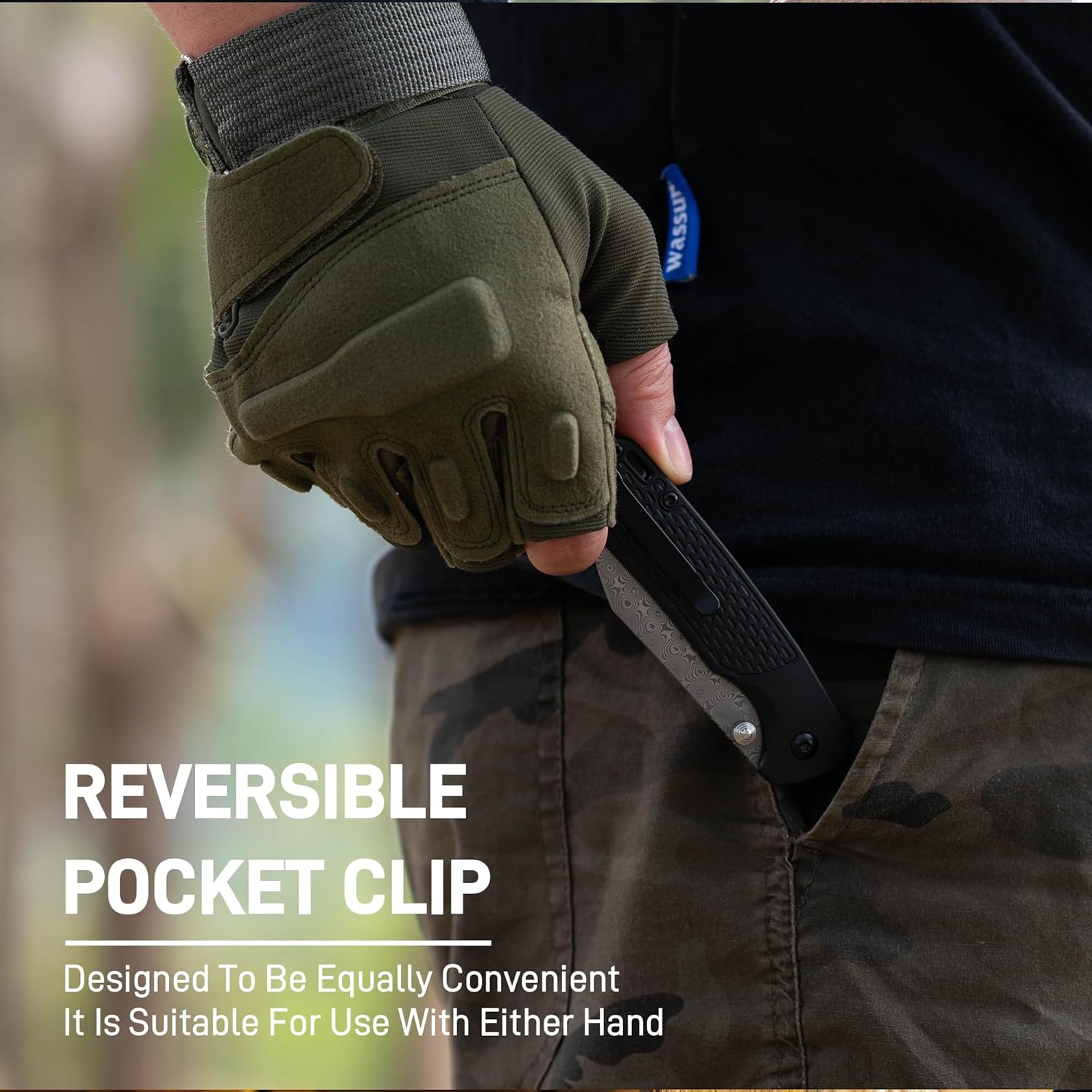 CJRB Pyrite-Light J1945 Damascus Blade FRN Handle Folding Knives