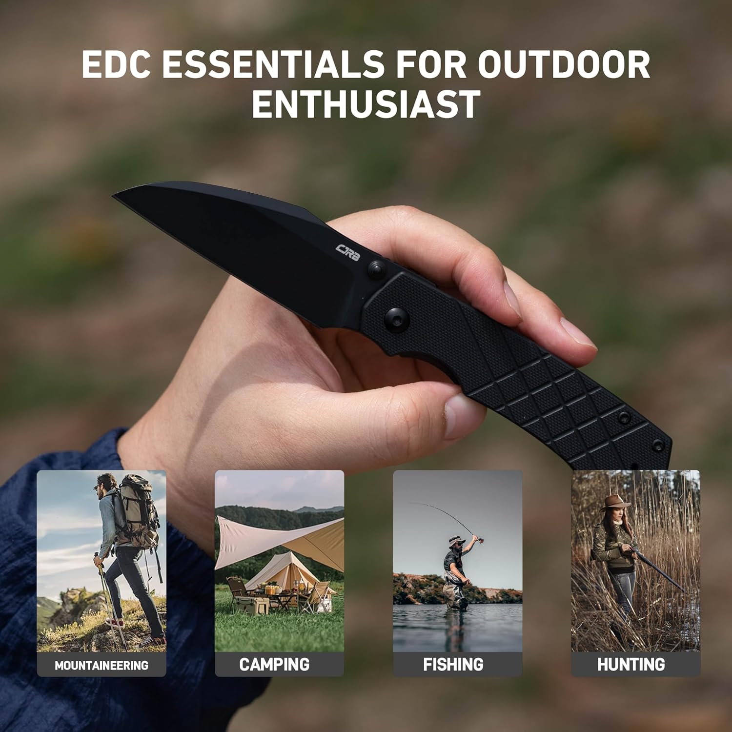 CJRB Kestrel J1962 AR-RPM9 Steel Blade G10 Handle Folding Knives - Black (J1962-BBK)