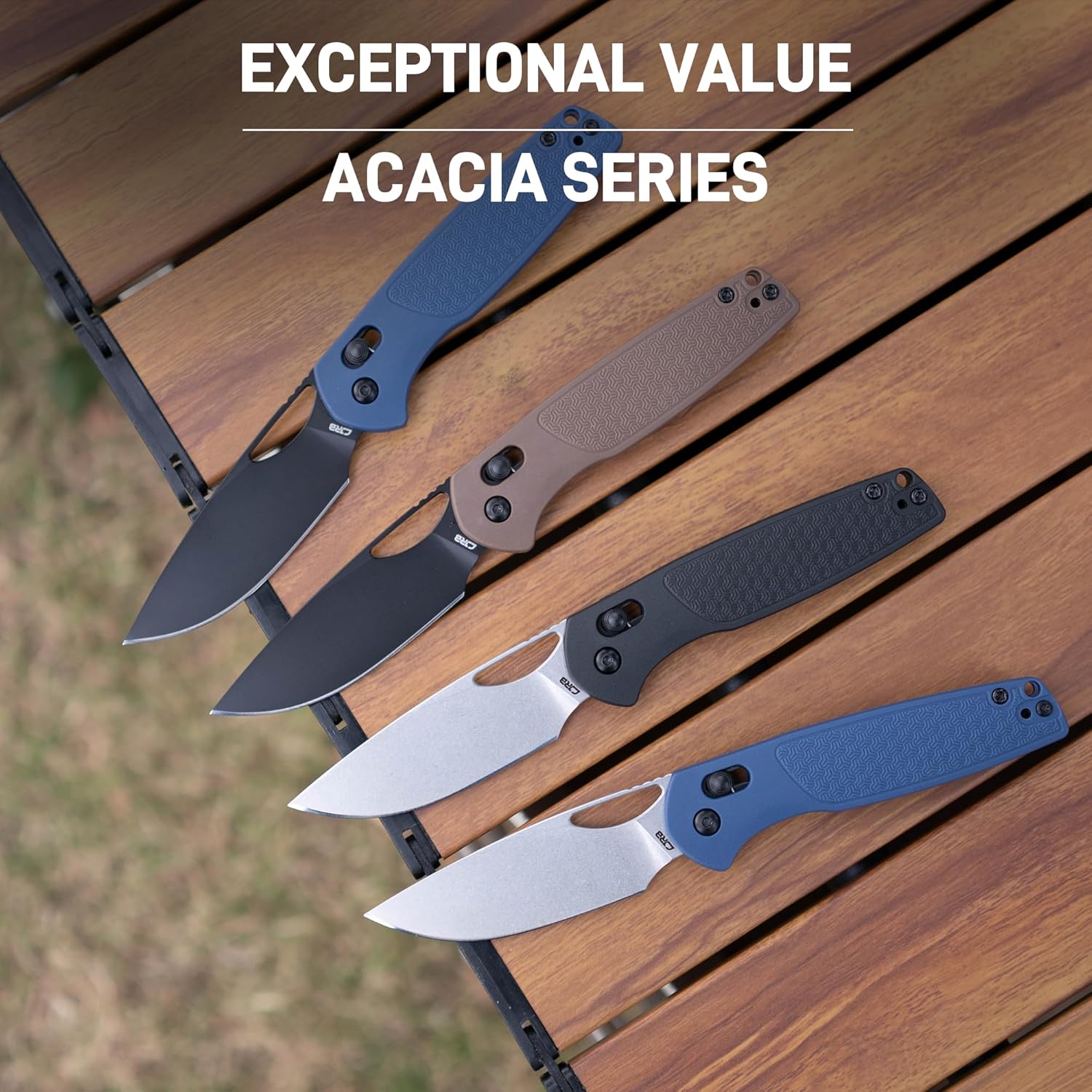 CJRB Acacia J1952 AR-RPM9 Blade Steel FRN Handle Folding Knives - Stone Wash Blade/Black FRN Handle (J1952-BK)
