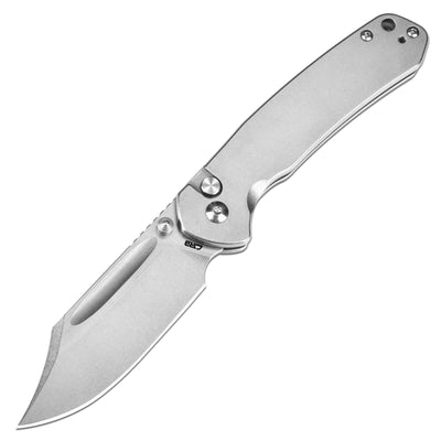 CJRB Bowie Pyrite J1942 AR-RPM9 Steel Blade Steel Handle Folding Knives - Stonewash Steel (J1942-ST)