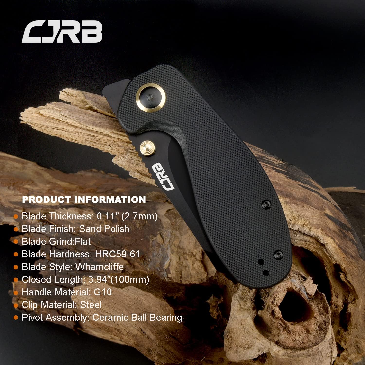 CJRB Maileah J1918 AR-RPM9 Steel Black Pvd Blade G10 Handle Folding Knives