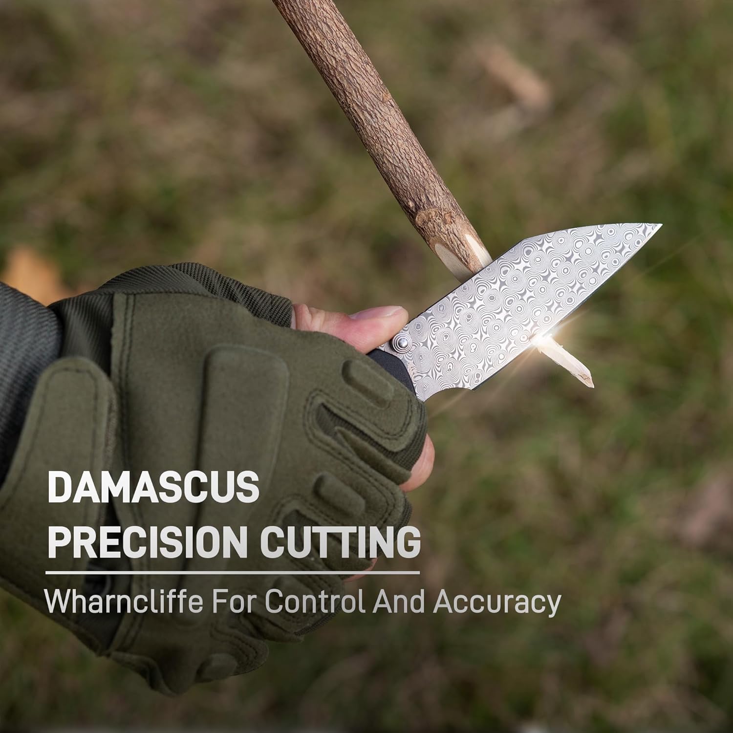 CJRB Pyrite-Light J1945 Damascus Blade FRN Handle Folding Knives