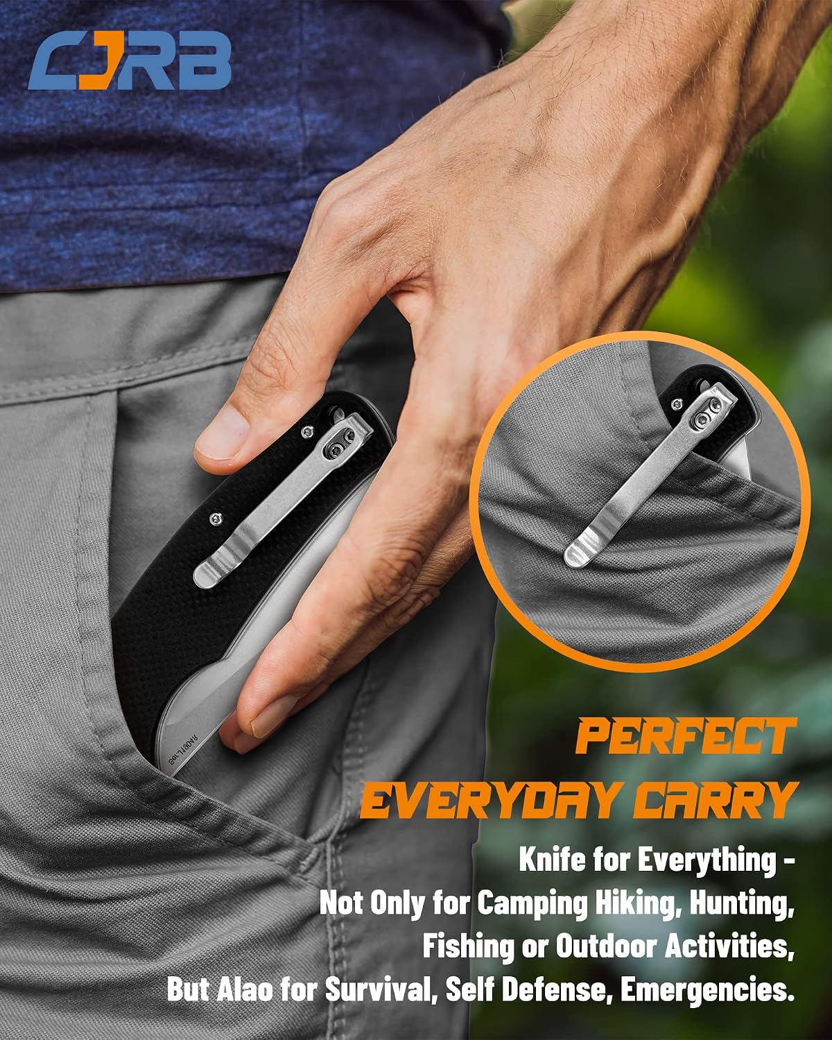 CJRB Crag Thumb Stud & Recoil Lock Folding Knife Black G10 Handle (3.43'' AR-RPM9 Steel Black PVD Coating Blade) J1904R-BKF