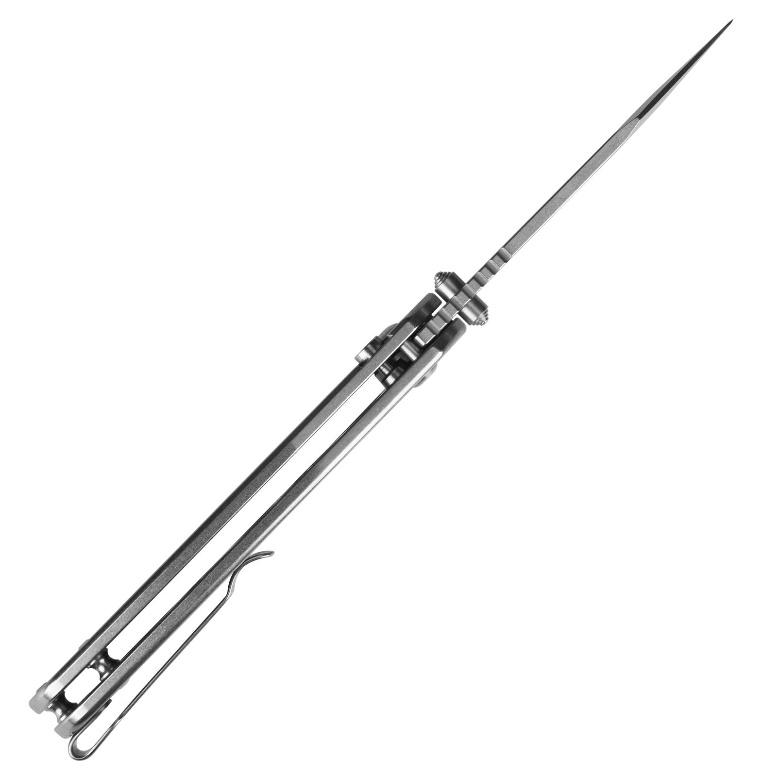 CJRB Bowie Pyrite J1942 AR-RPM9 Steel Blade Steel Handle Folding Knives - Stonewash Steel (J1942-ST)