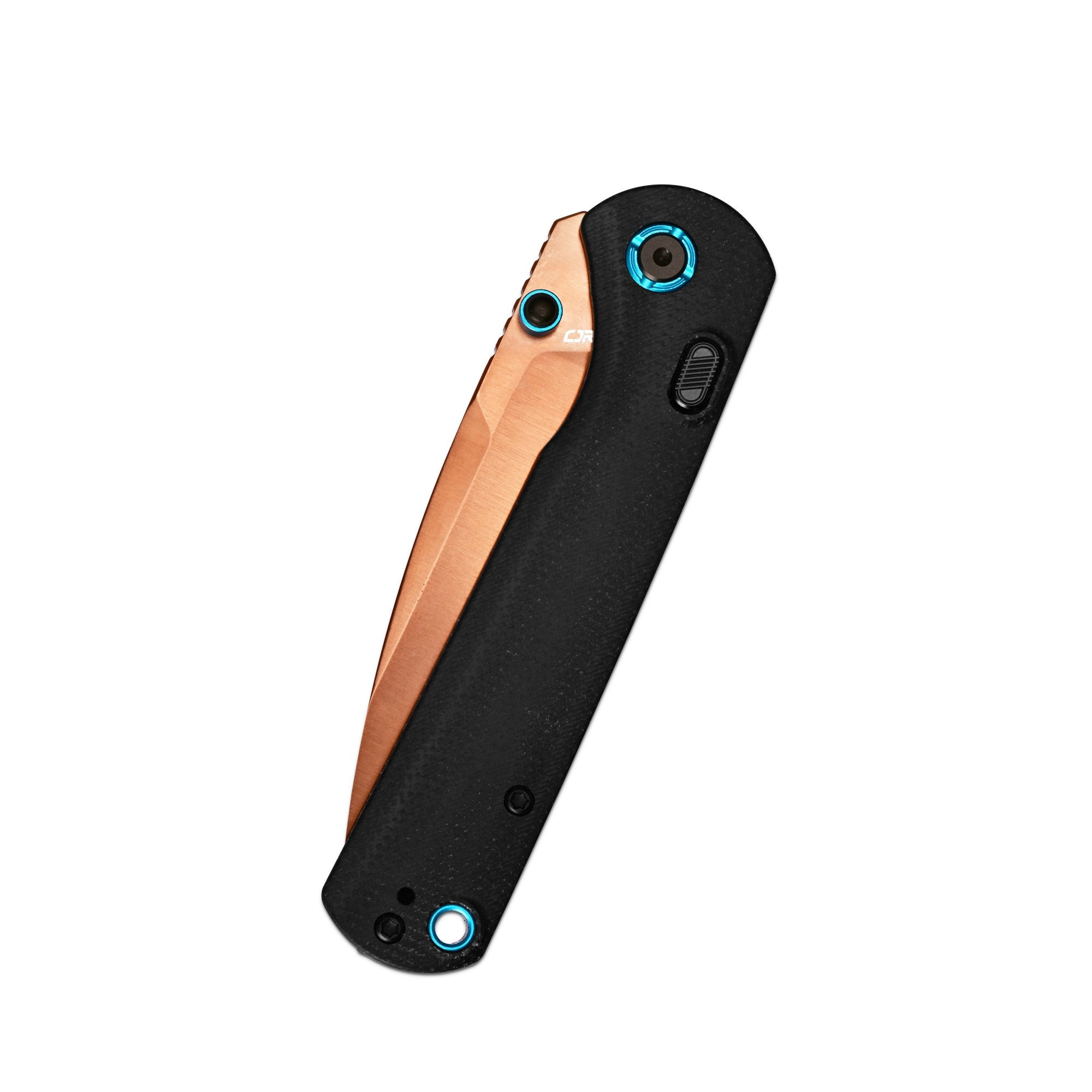 CJRB Latitude Thumb Stud & Top Liner Lock Folding Knife Black Micarta Handle (3.47'' Rose Gold AR-RPM9 Steel Blade) J1975-RBK (Exclusive)