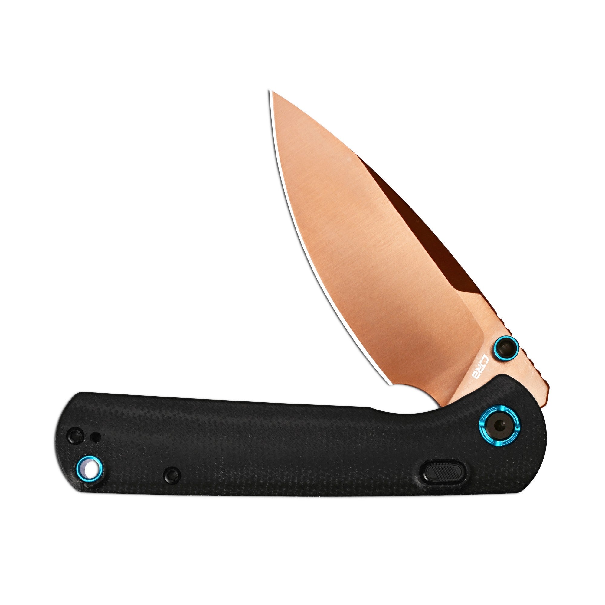 CJRB Latitude Thumb Stud & Top Liner Lock Folding Knife Black Micarta Handle (3.47'' Rose Gold AR-RPM9 Steel Blade) J1975-RBK (Exclusive)