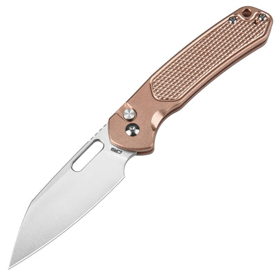 CJRB Pyrite-Alt Wharncliffe J1925A CPM 20CV Blade Copper Handle Folding Knives - Sand Polish (J1925AT-BR)