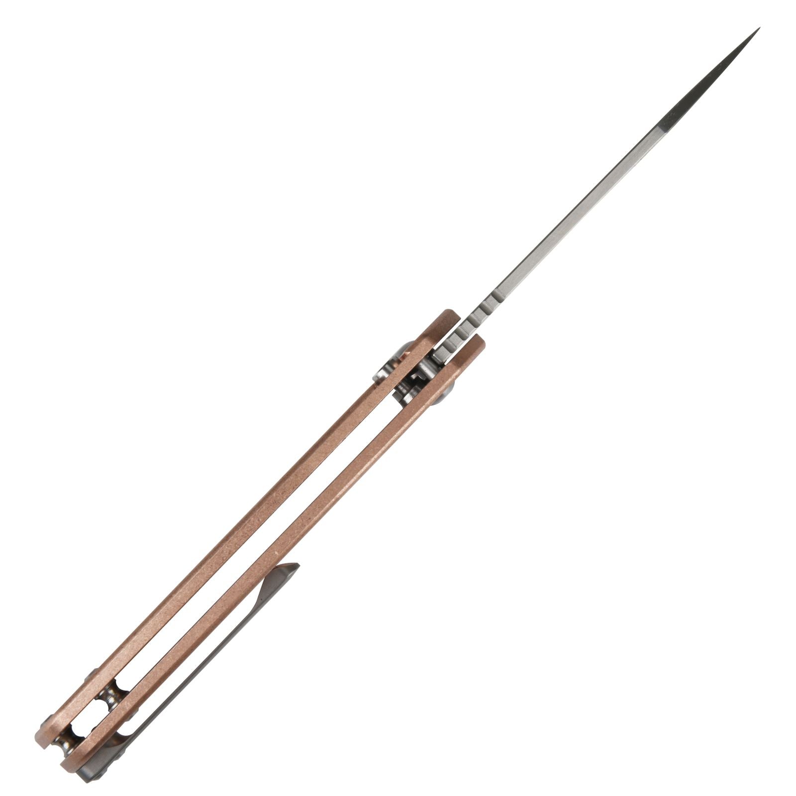 CJRB Pyrite-Alt Wharncliffe J1925A CPM 20CV Blade Copper Handle Folding Knives - Sand Polish (J1925AT-BR)